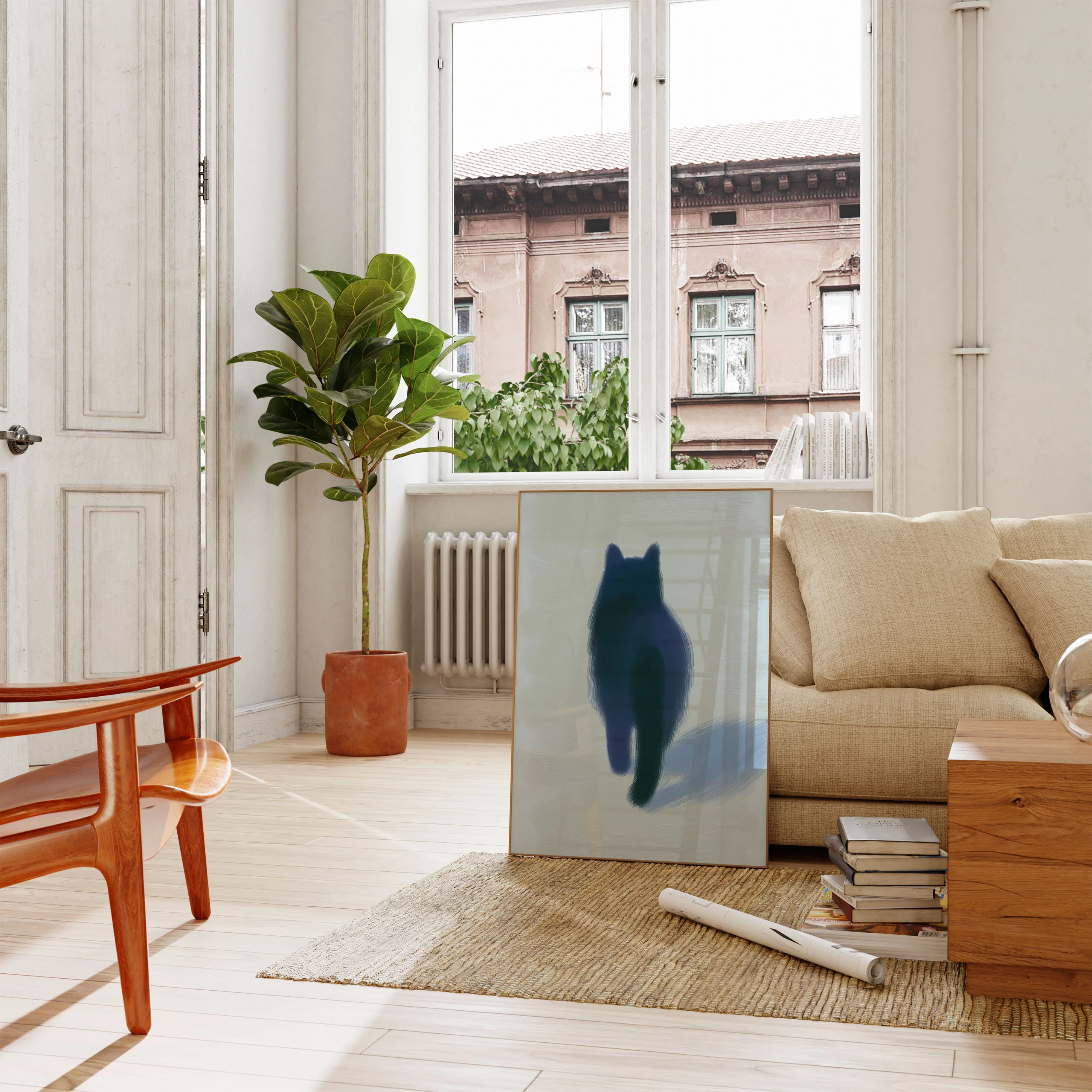 Blue Shadow Cat Poster - Image 2