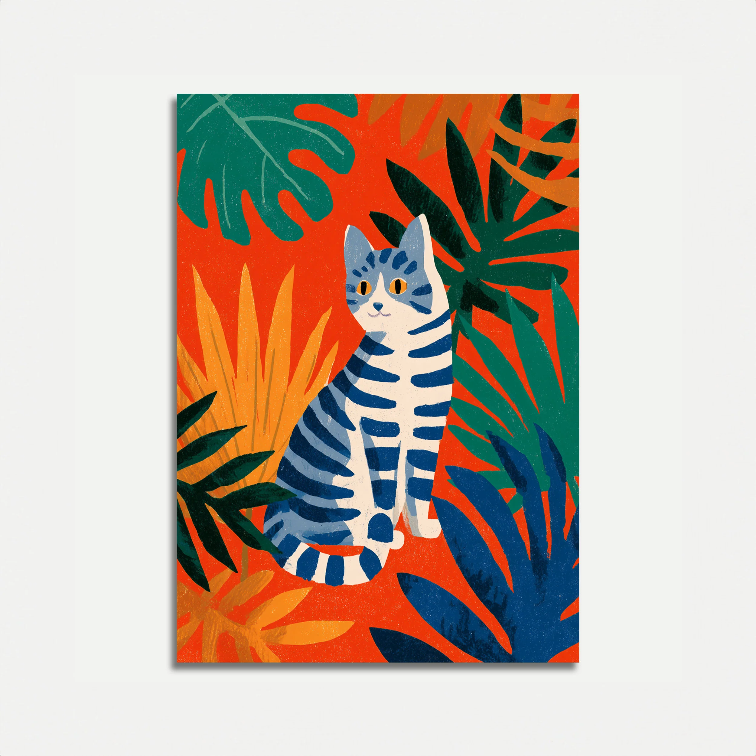Blue Striped Cat in Jungle Poster