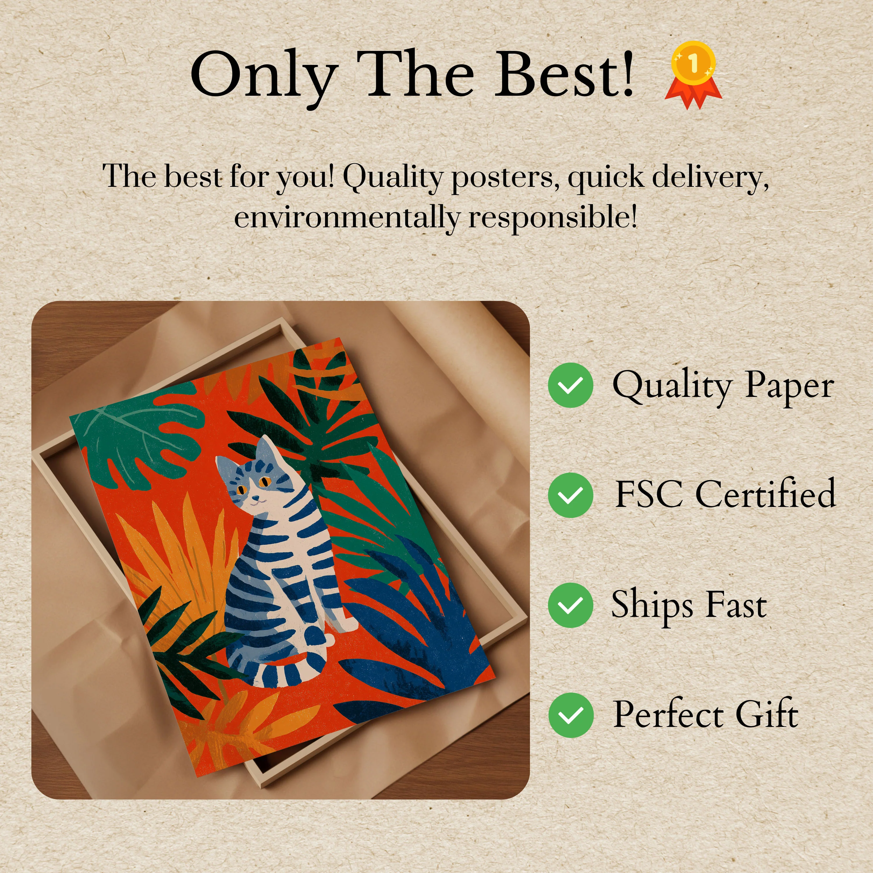 Blue Striped Cat in Jungle Poster - Image 3