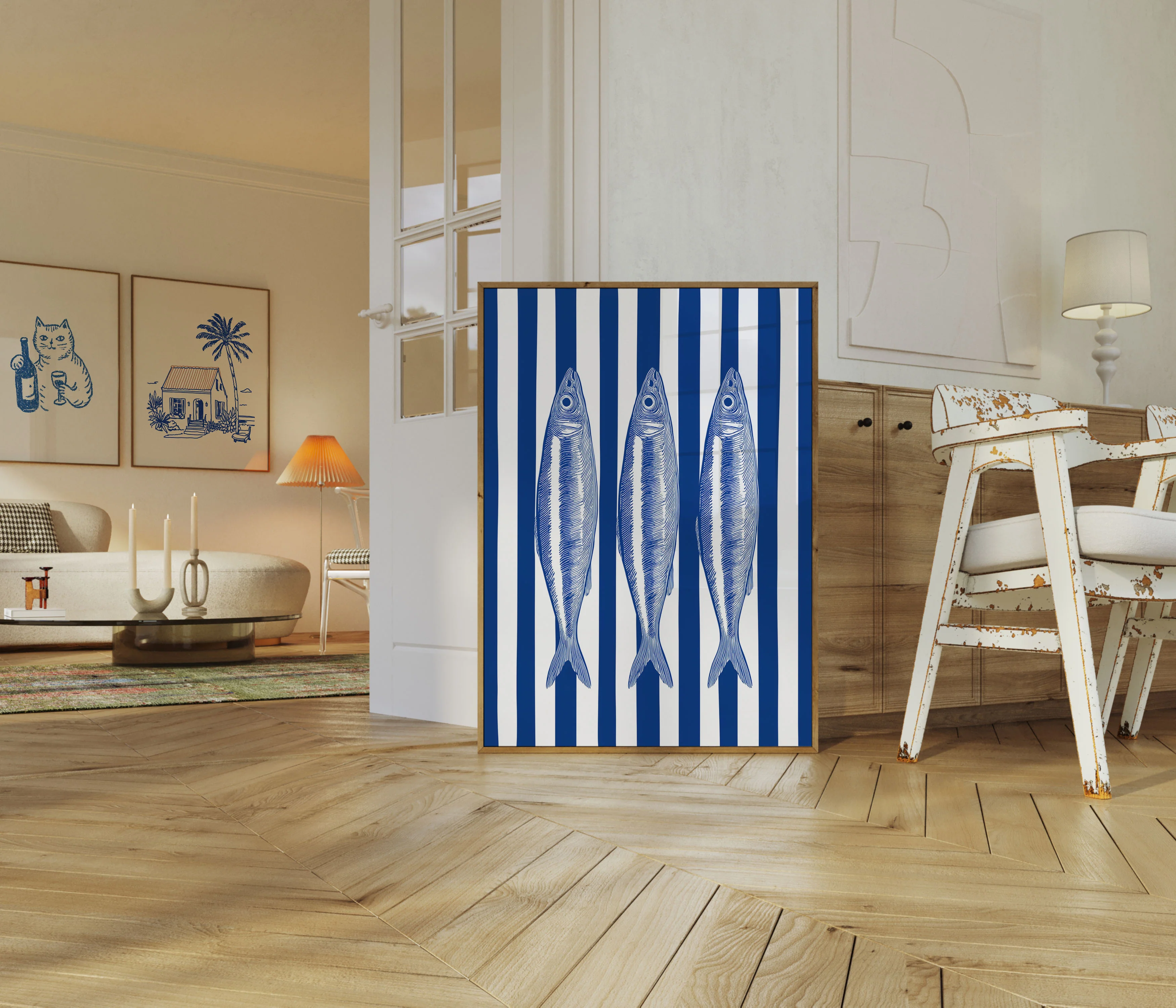 Blue Striped Sardines Poster - Image 5