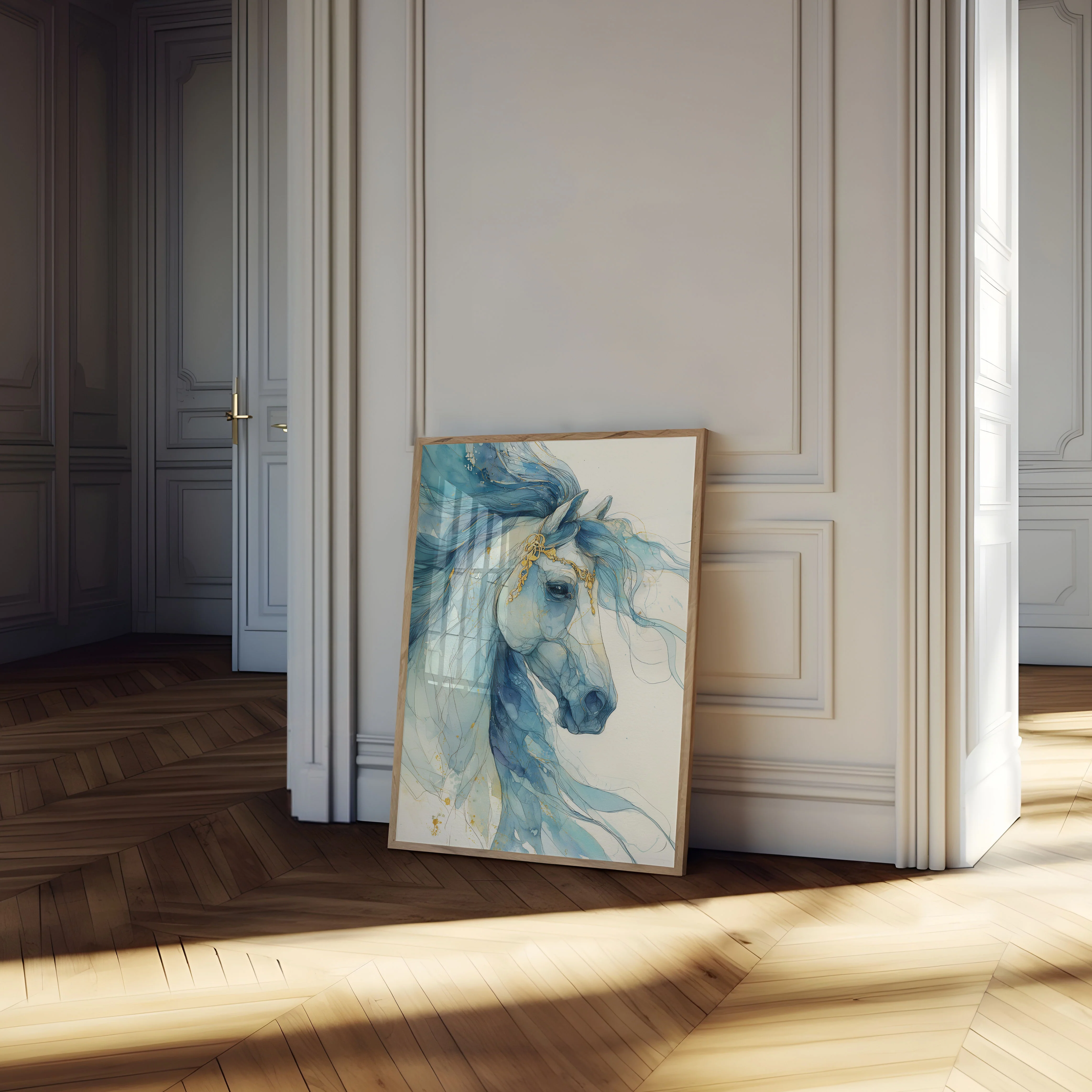 Blue Watercolor Stallion Poster - Image 4