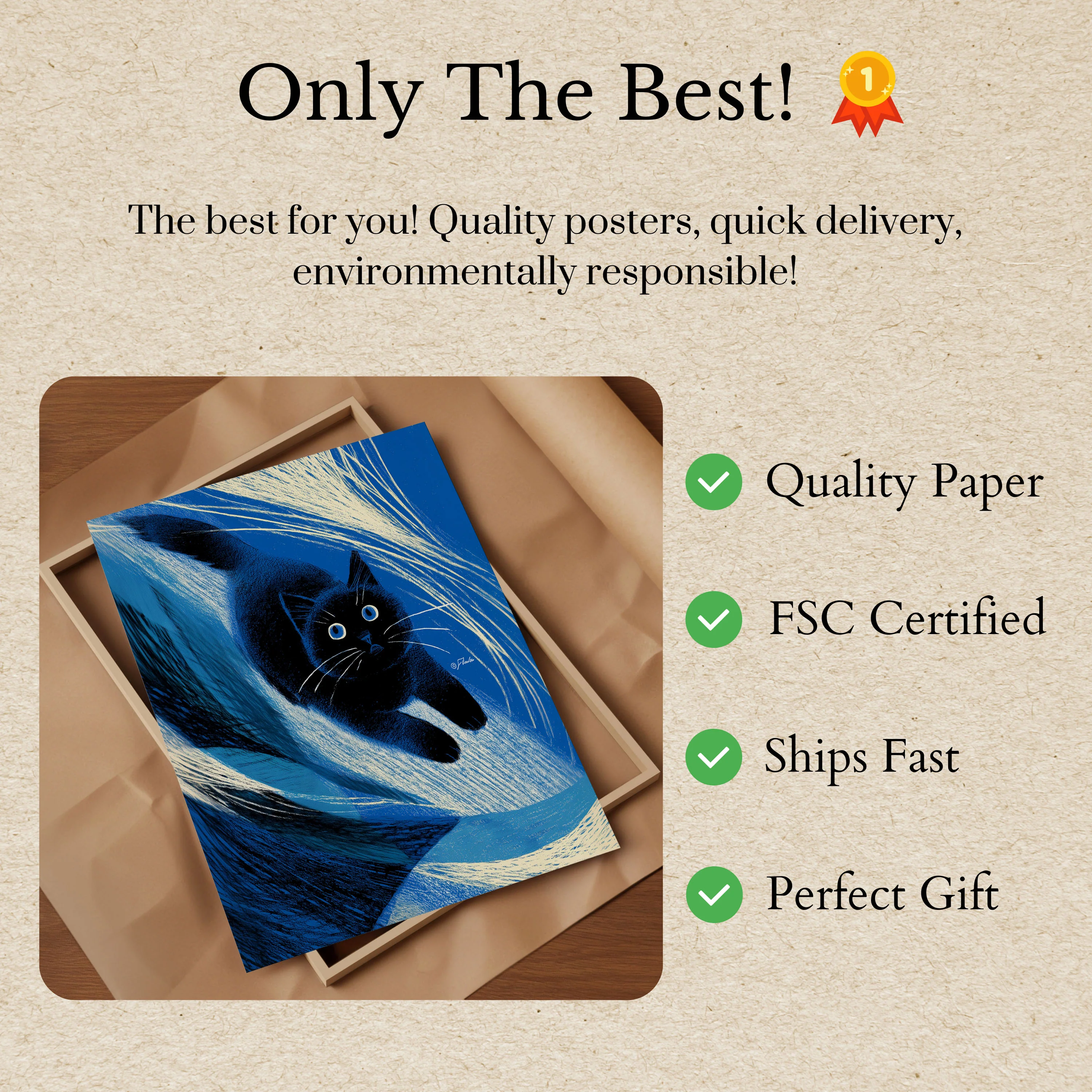 Blue Whiskers Cat Poster - Image 3