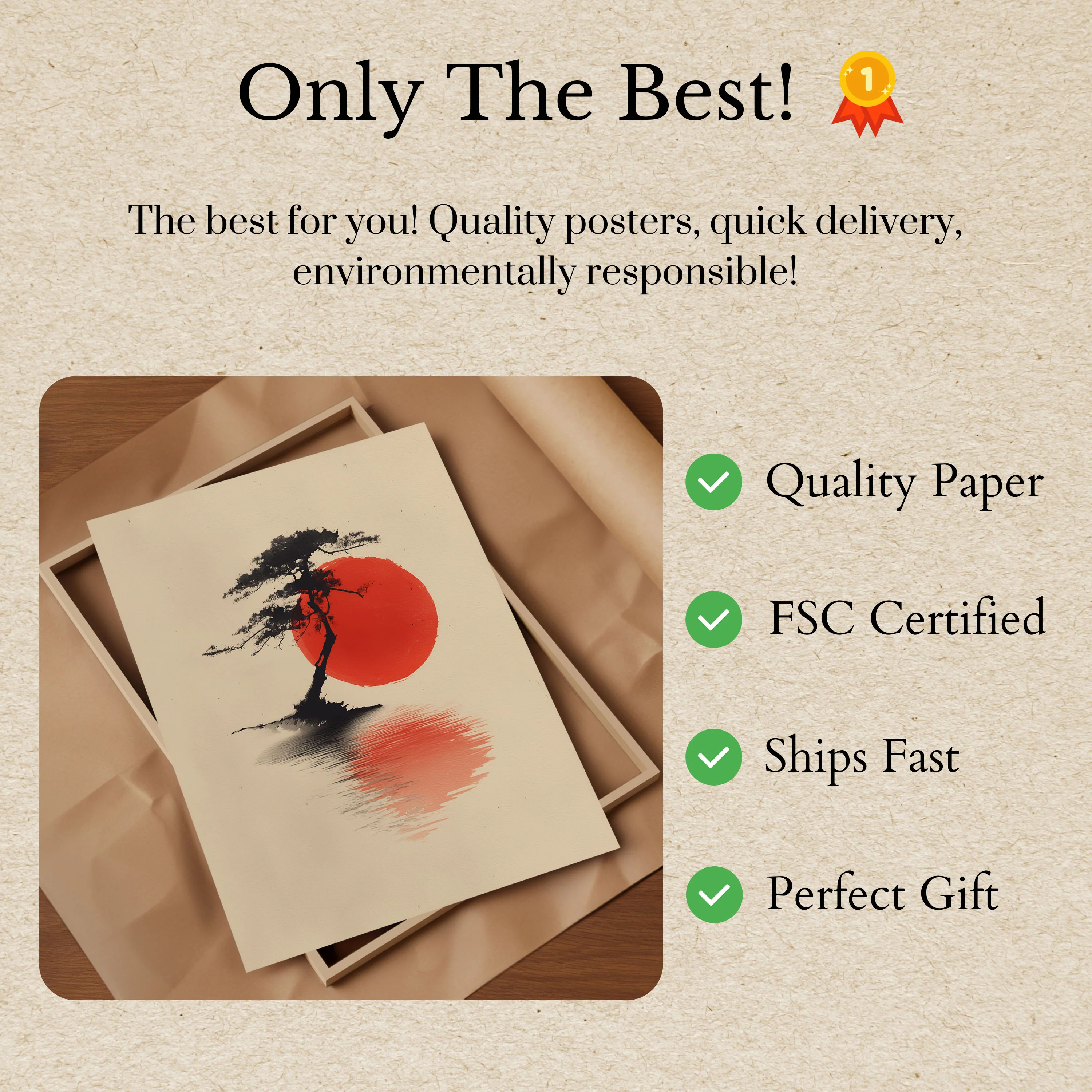 Bonsai Tree and Red Sun Poster - Image 3