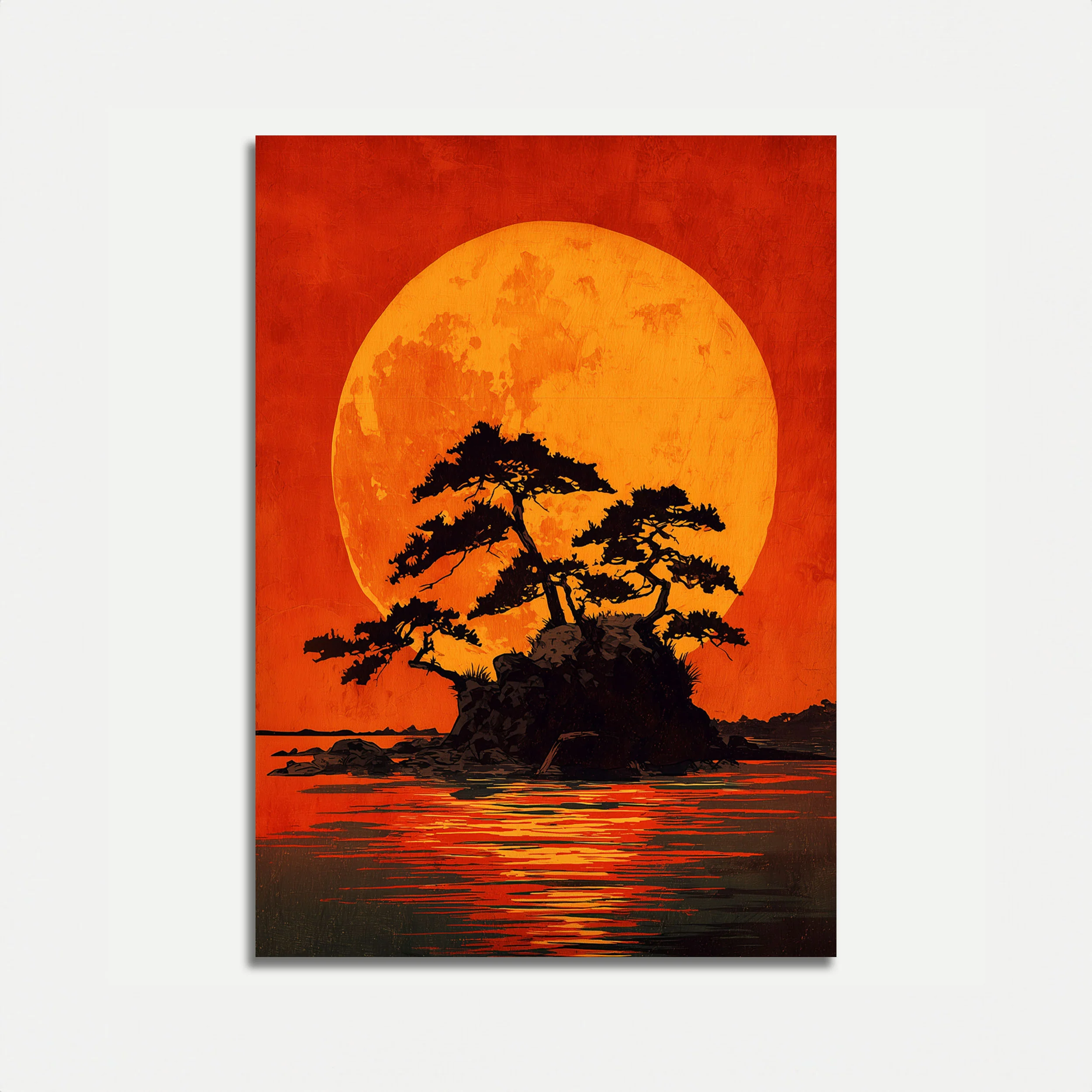 Bonsai Tree Sunset Poster
