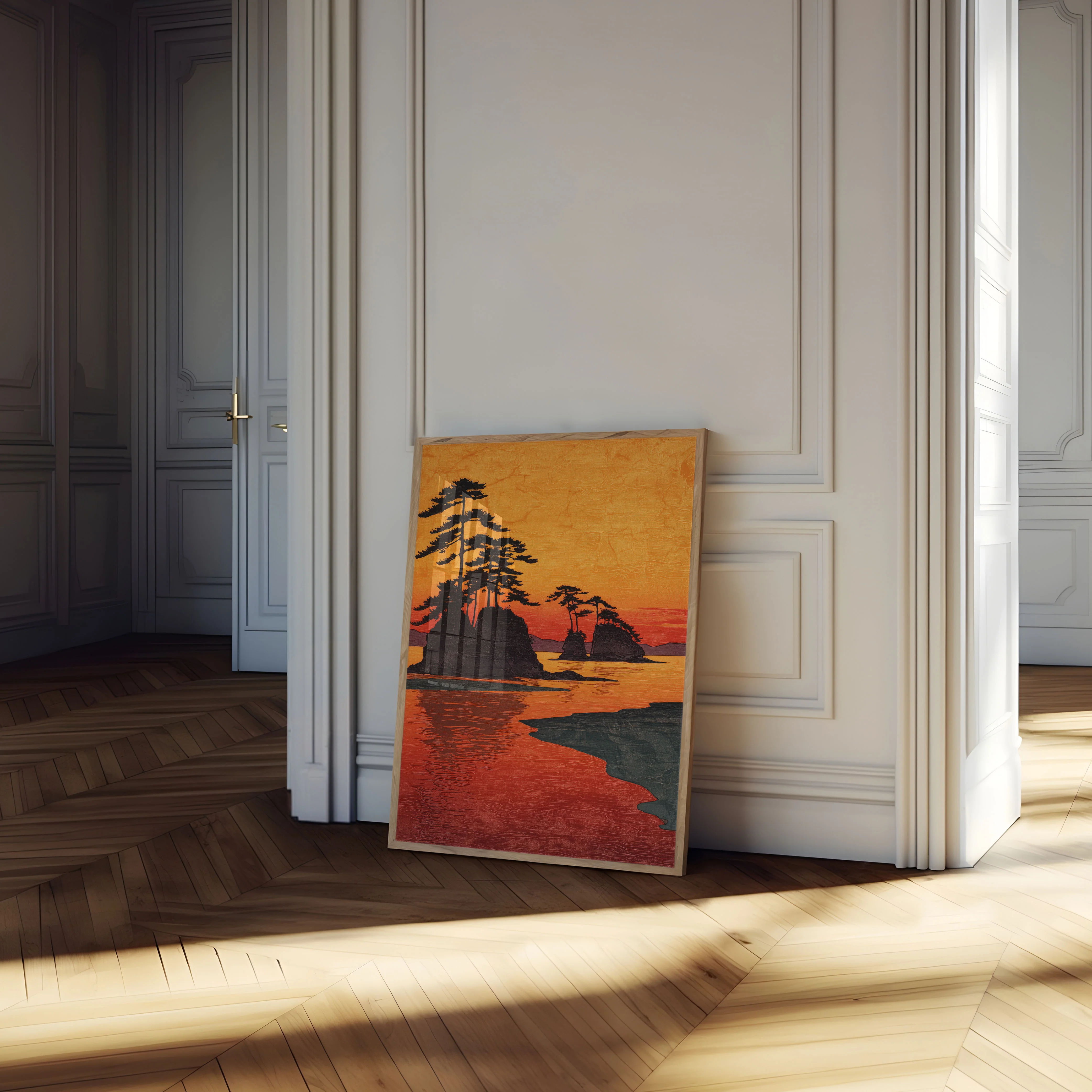 Bonsai Trees Sunset Landscape Poster - Image 4