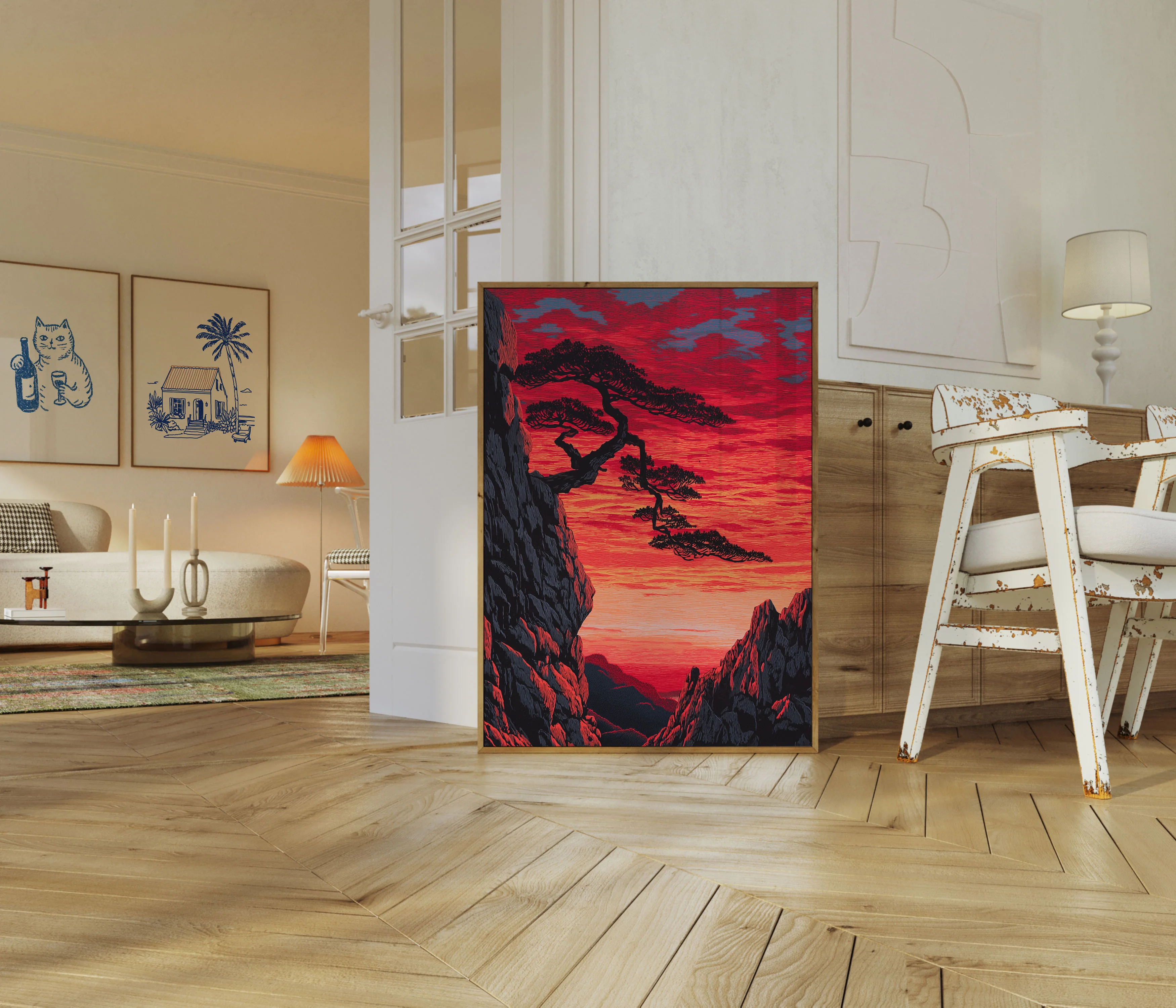 Bonsai Trees Sunset Landscape Poster - Image 5