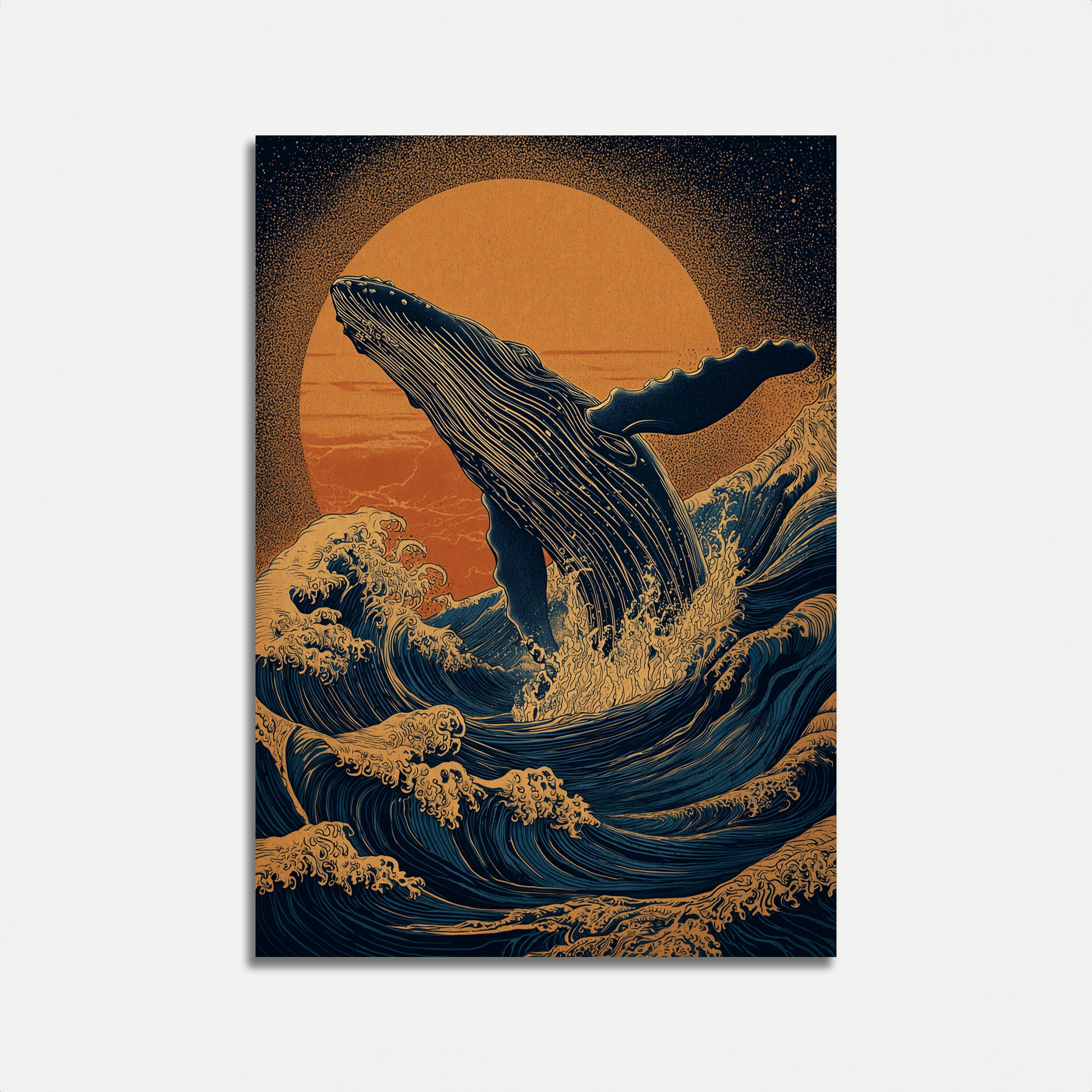 Breaching Whale Ocean Sunset Poster