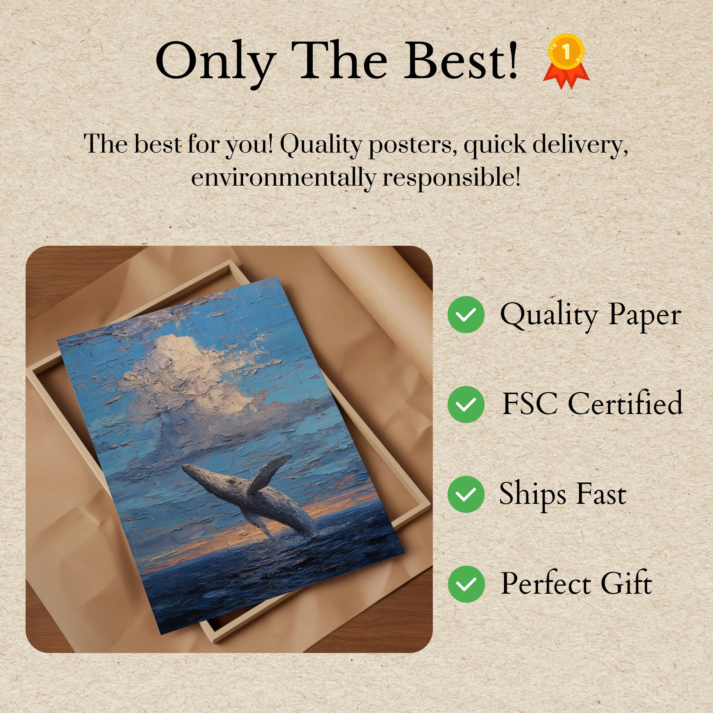Breaching Whale Ocean Sunset Poster - Image 3