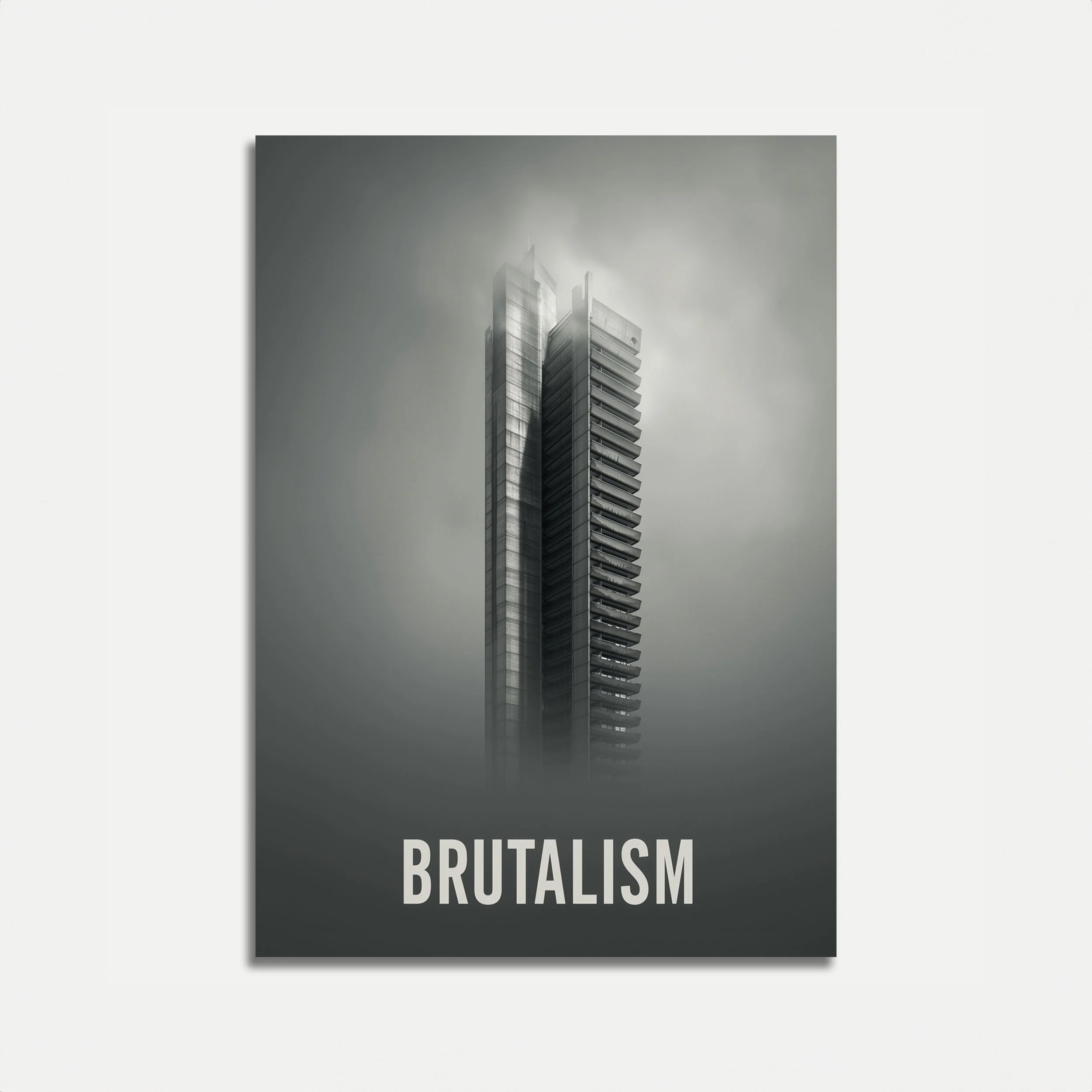 Brutalist Architecture in Fog Poster