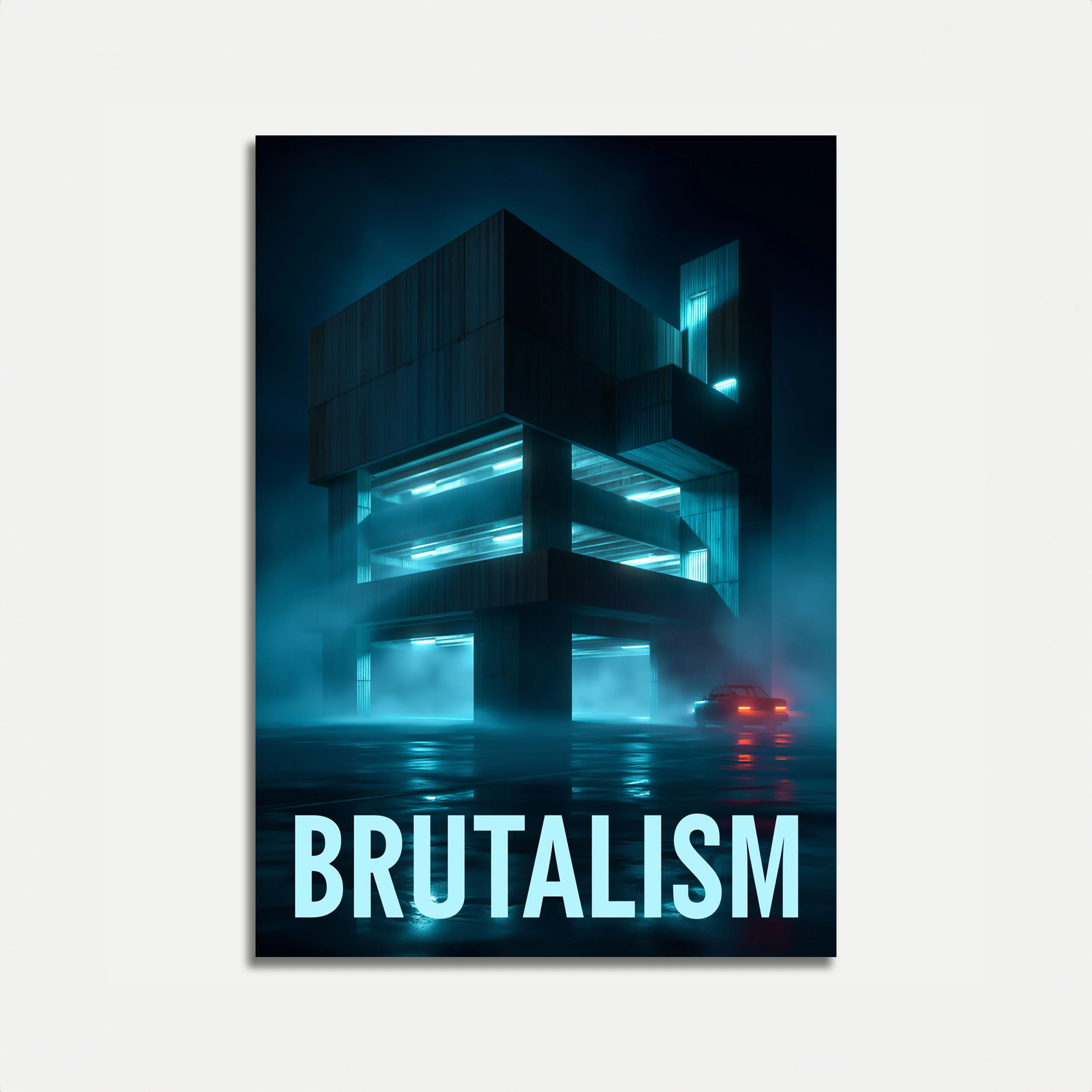 Brutalist Architecture Neon Poster