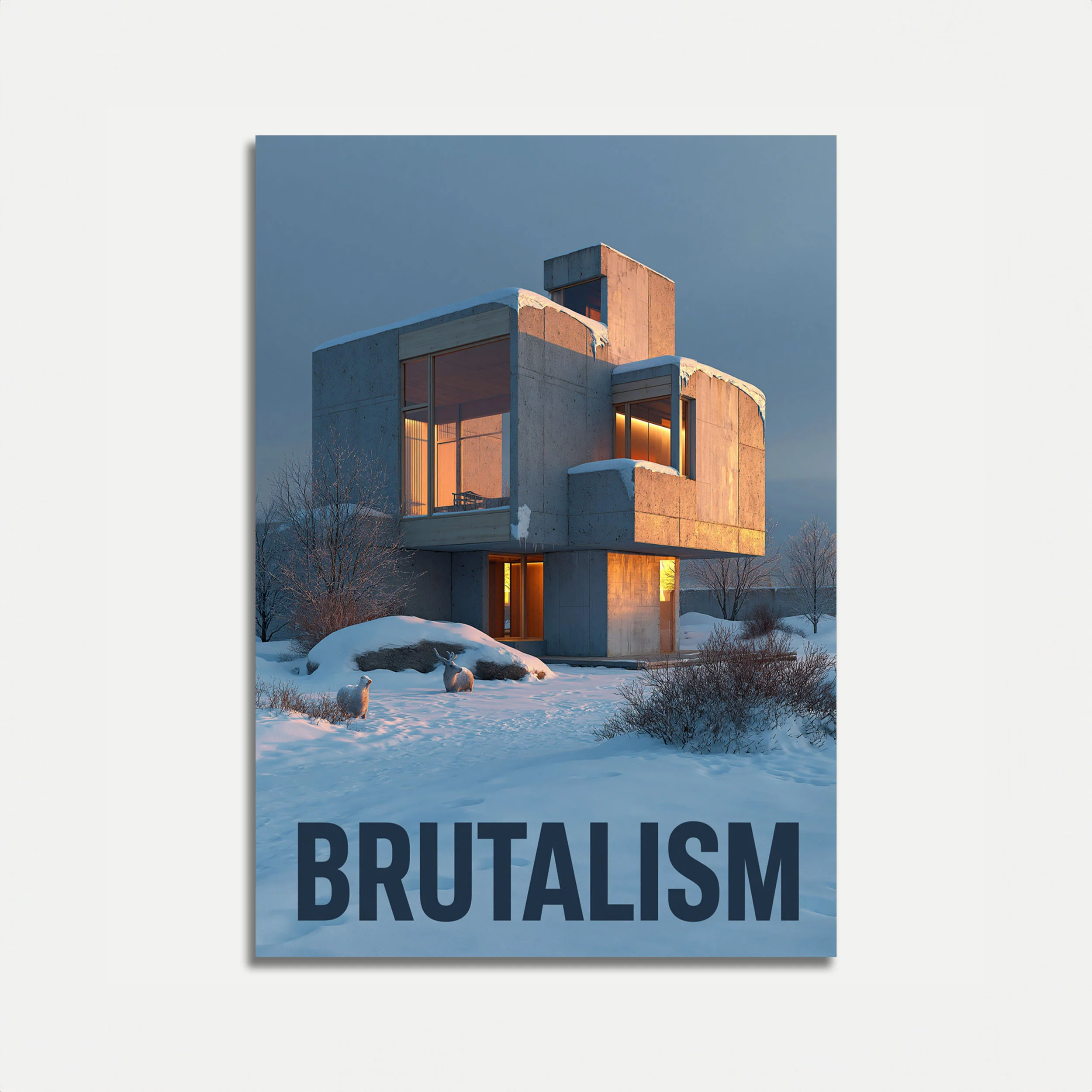 Brutalist Architecture Winter Poster