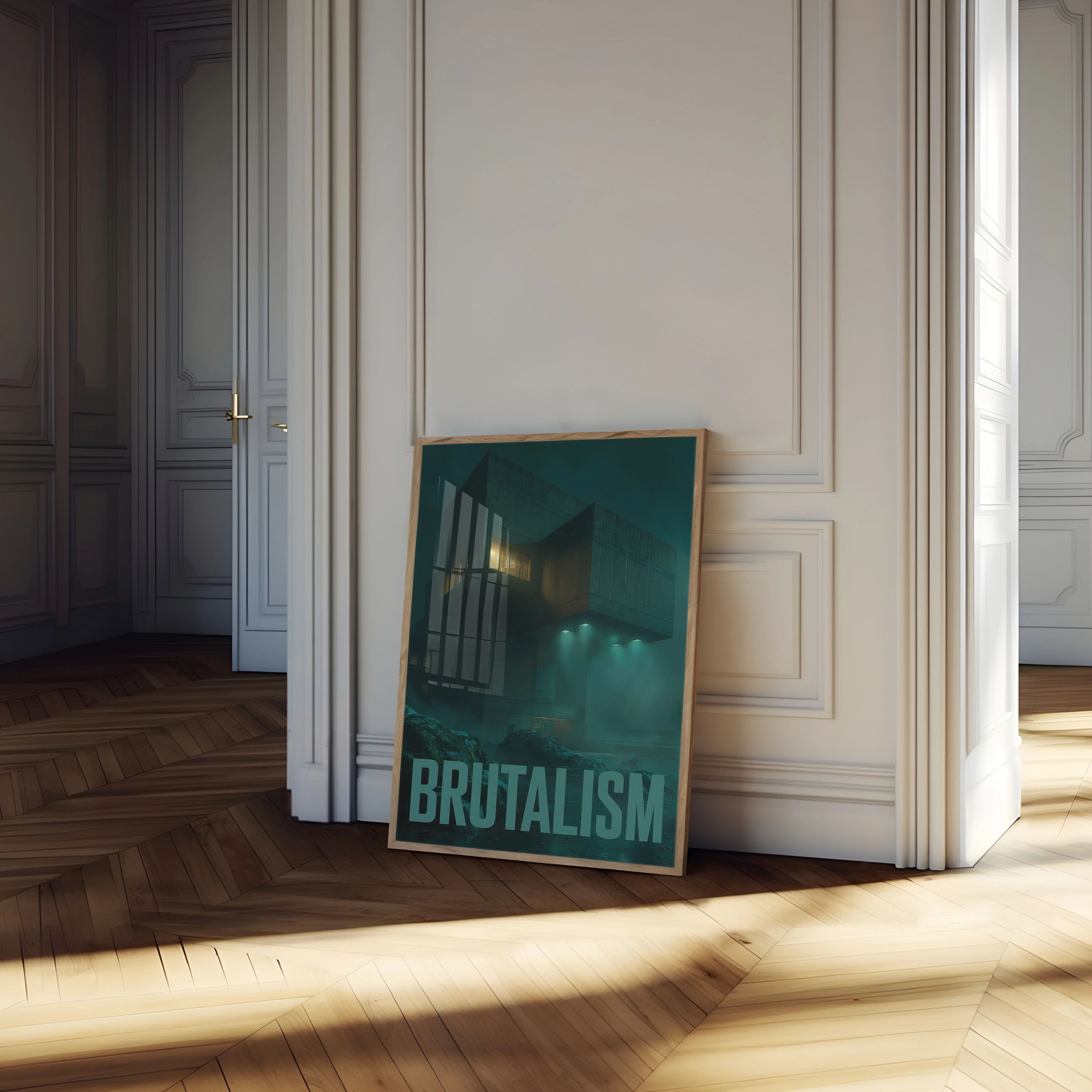 Brutalist Fortress at Night Poster - Image 4