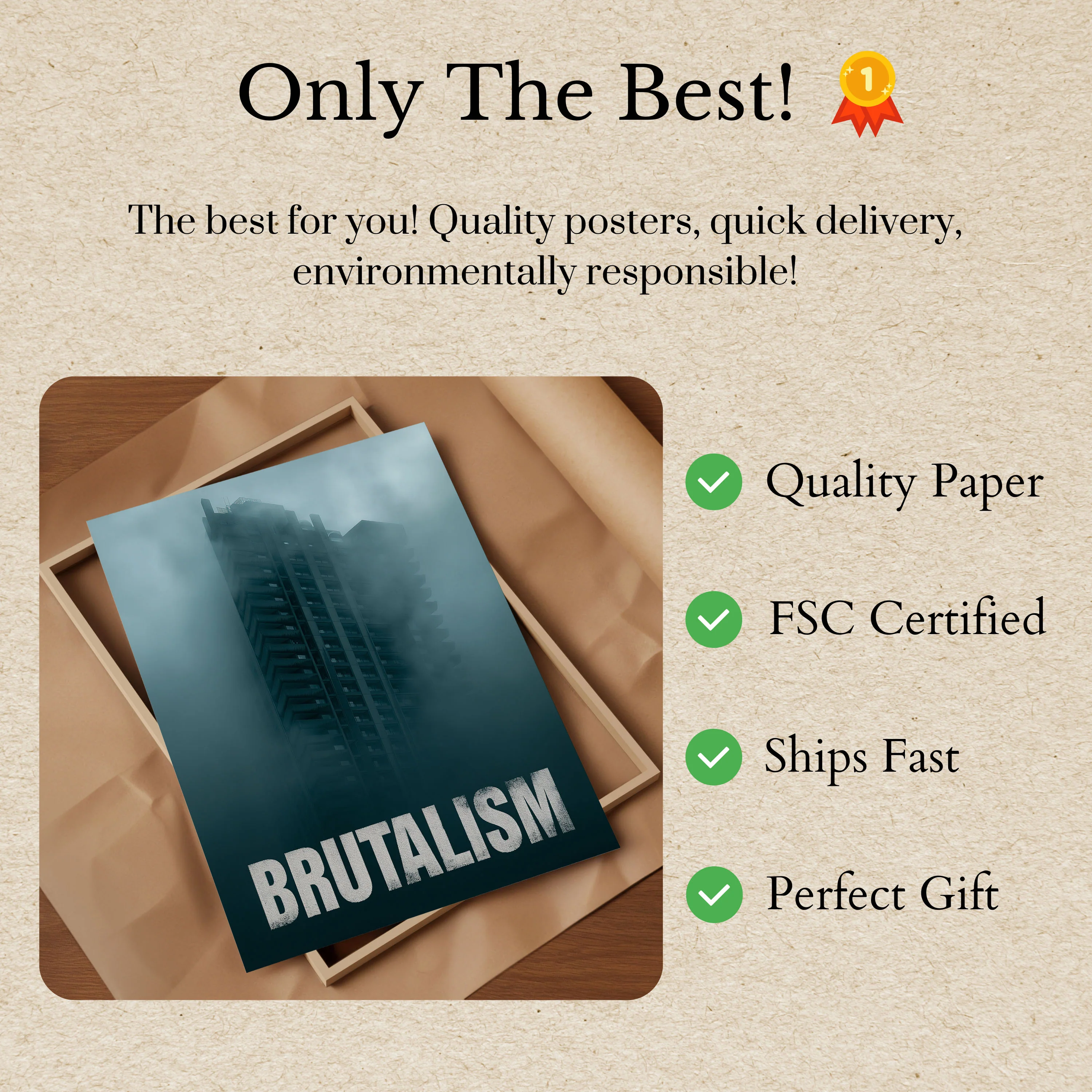 Brutalist Tower in Mist Poster - Image 3