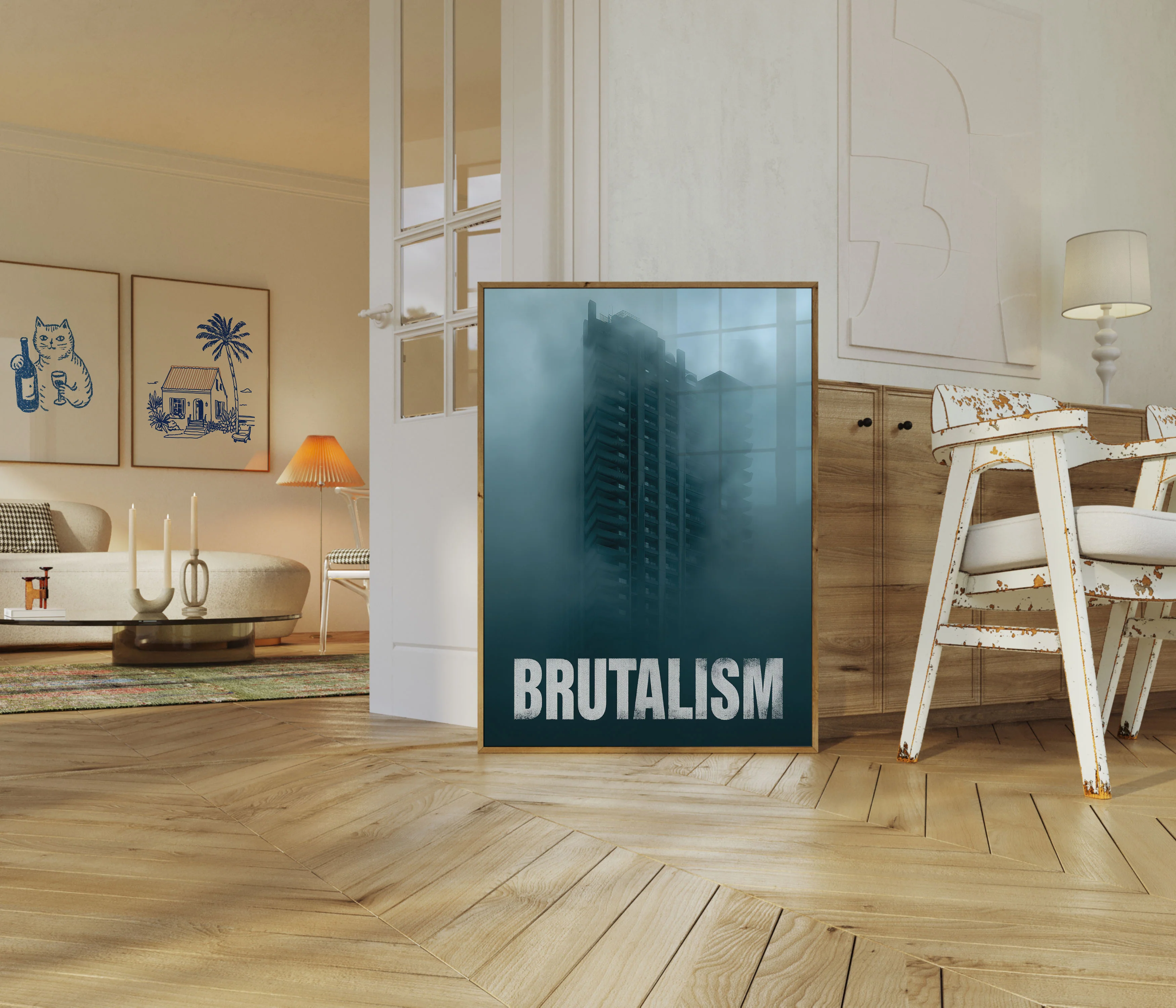 Brutalist Tower in Mist Poster - Image 5