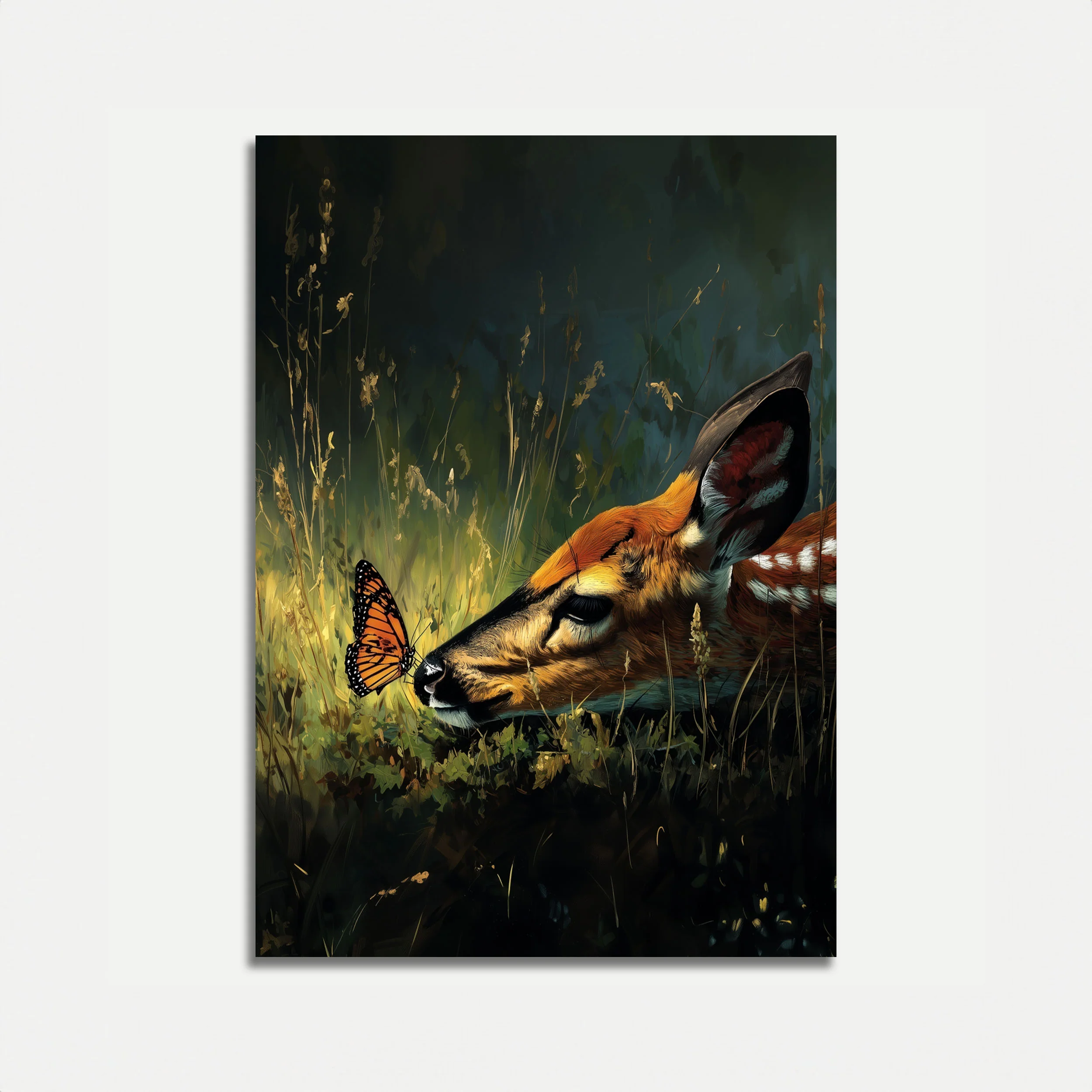 Butterfly and Deer Whispers Poster
