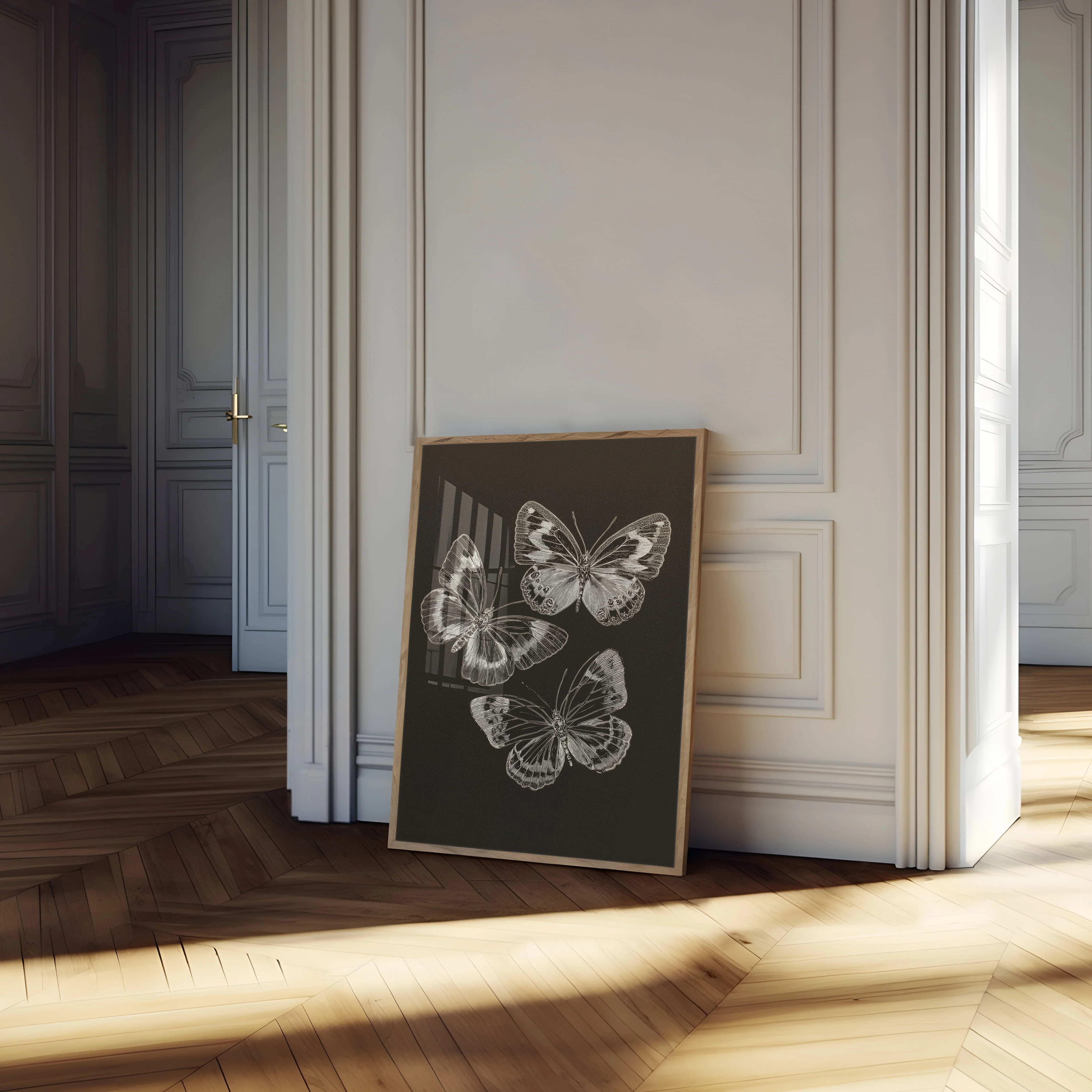 Butterfly Sketch Black White Poster - Image 4