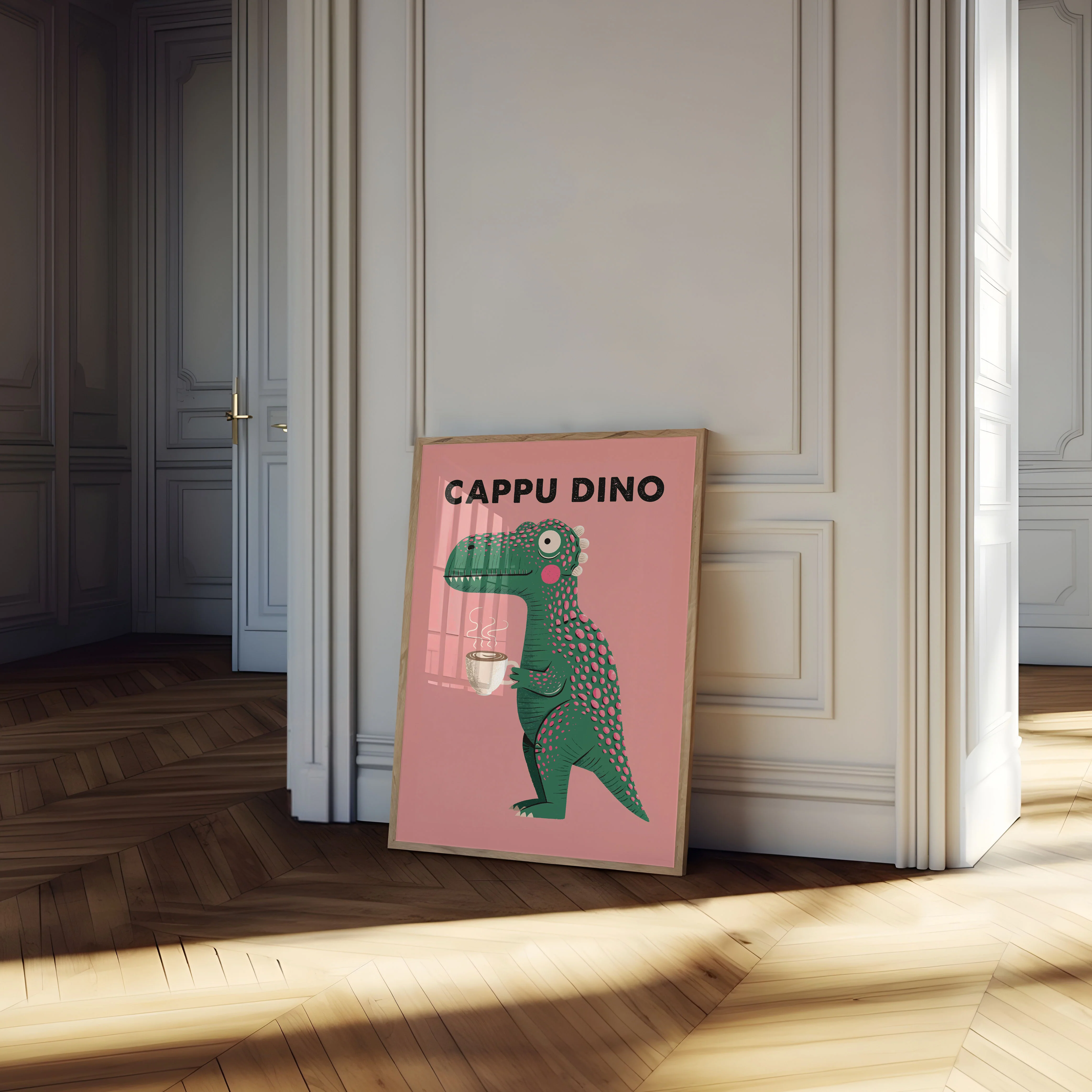 Cappu Dino Coffee Dinosaur Poster - Image 4