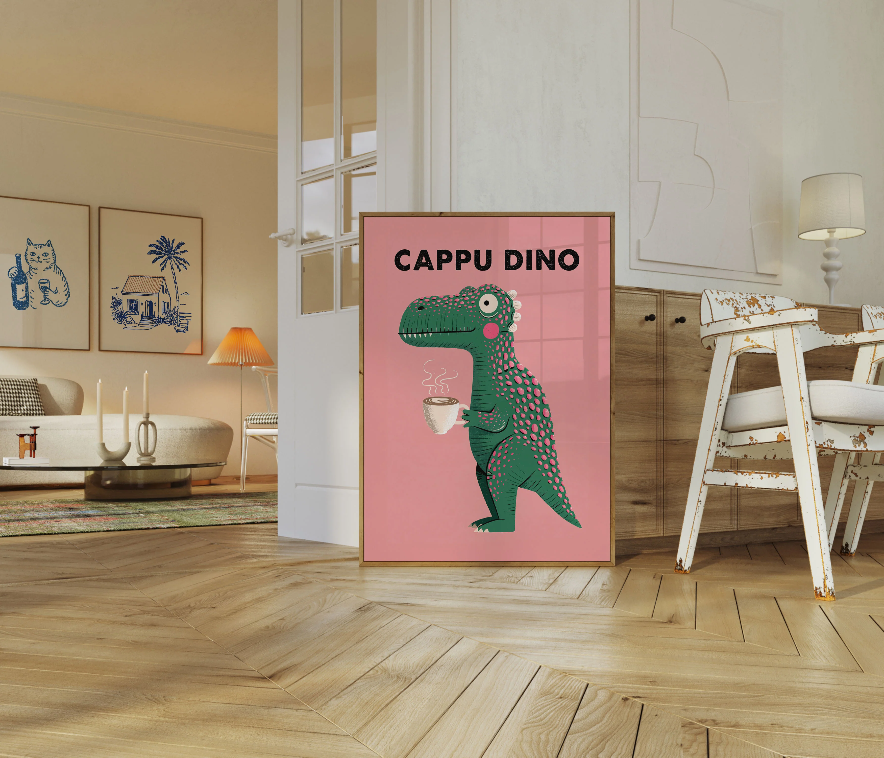Cappu Dino Coffee Dinosaur Poster - Image 5