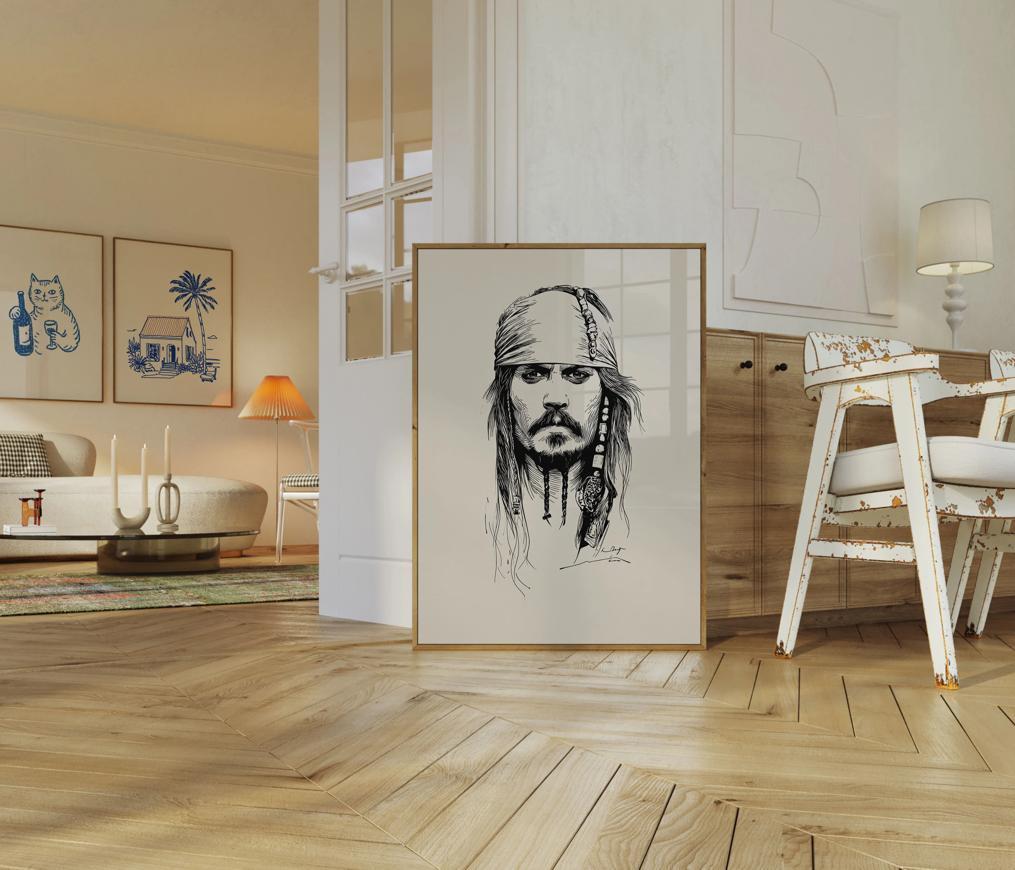 Captain Jack Pirate Sketch Poster - Image 5