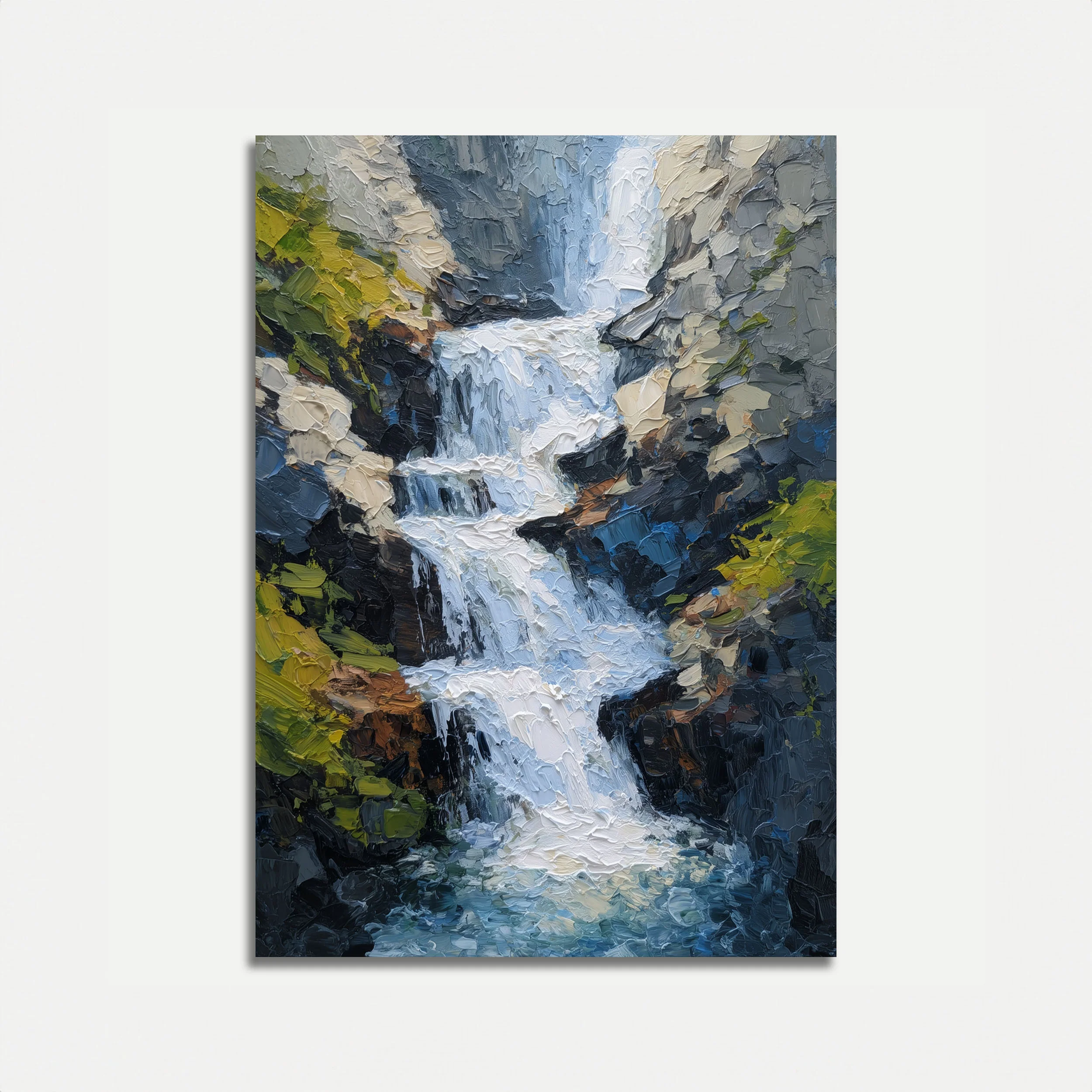 Cascading Mountain Waterfall Poster