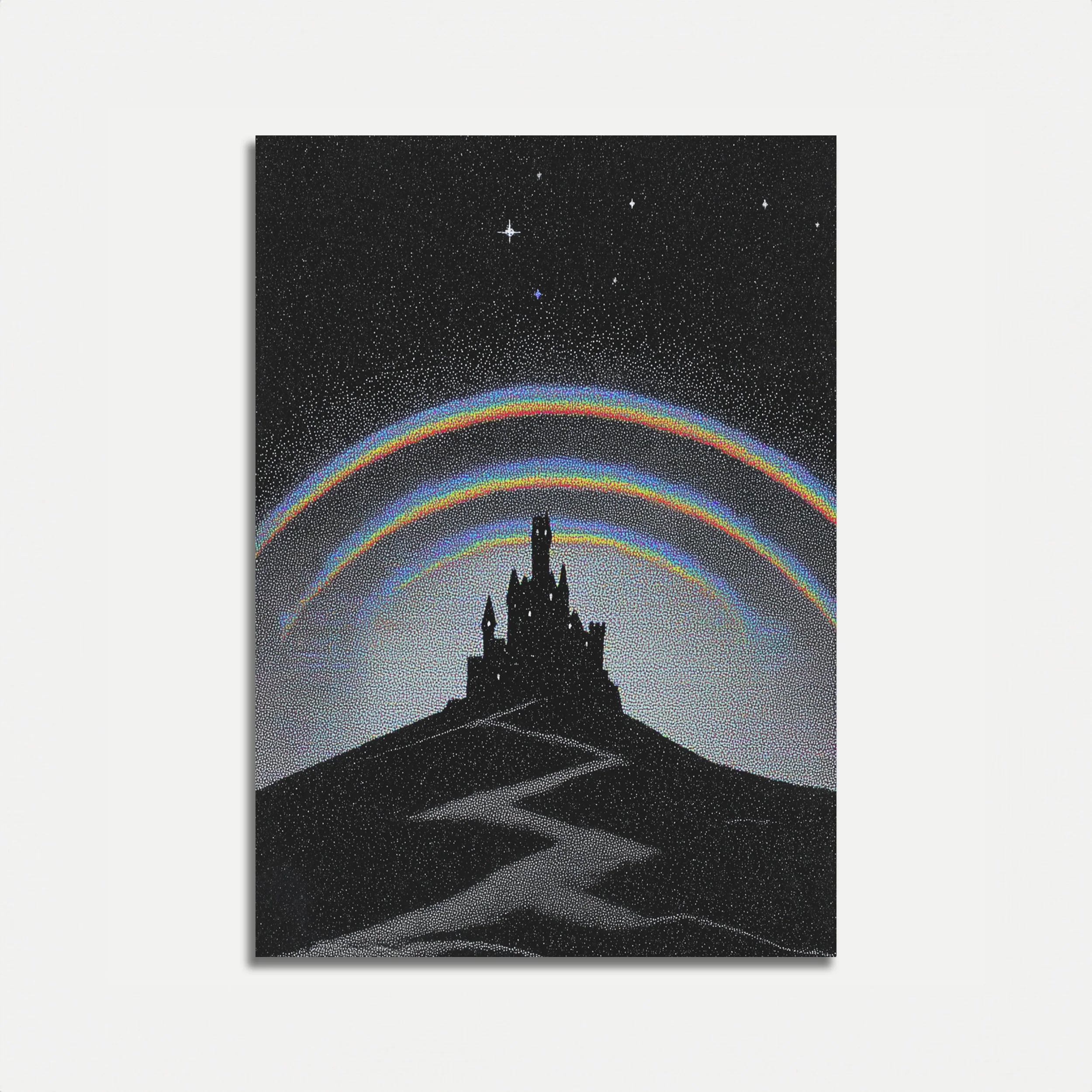 Castle Under Triple Rainbows Poster