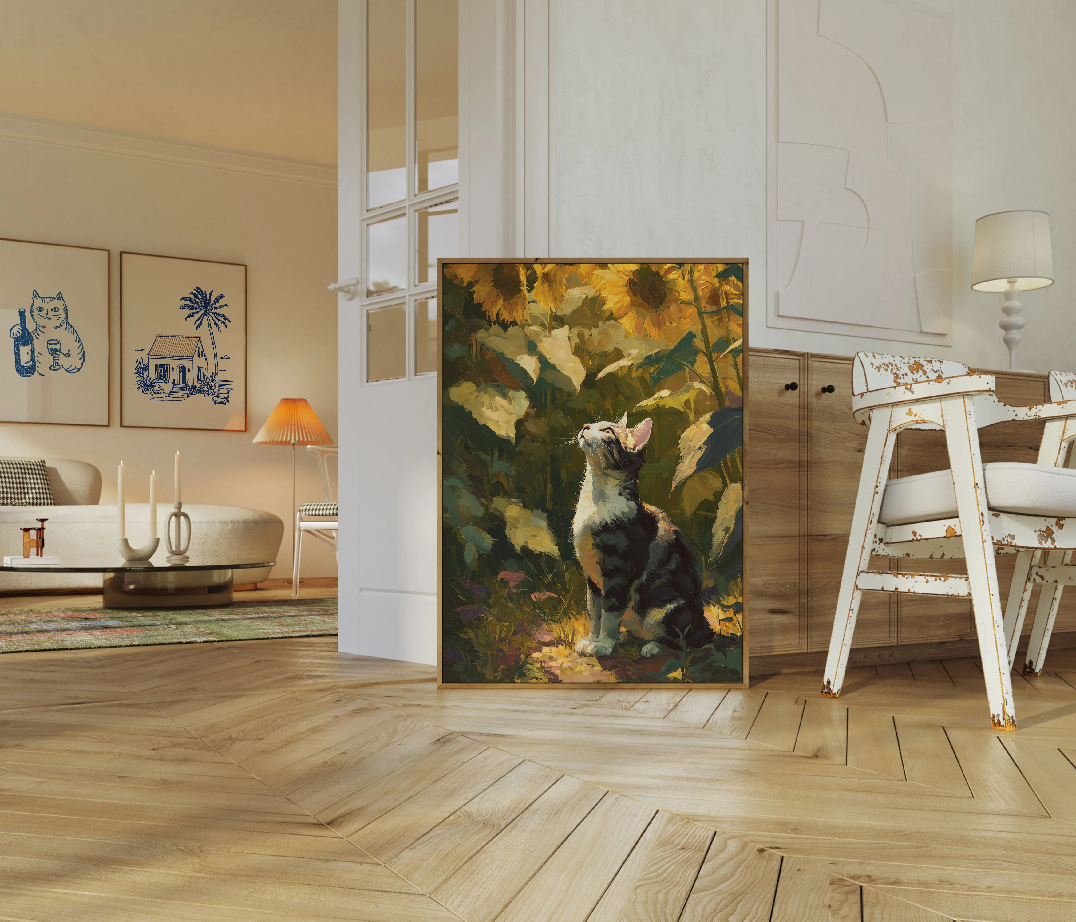 Cat Among Sunflowers Poster - Image 5