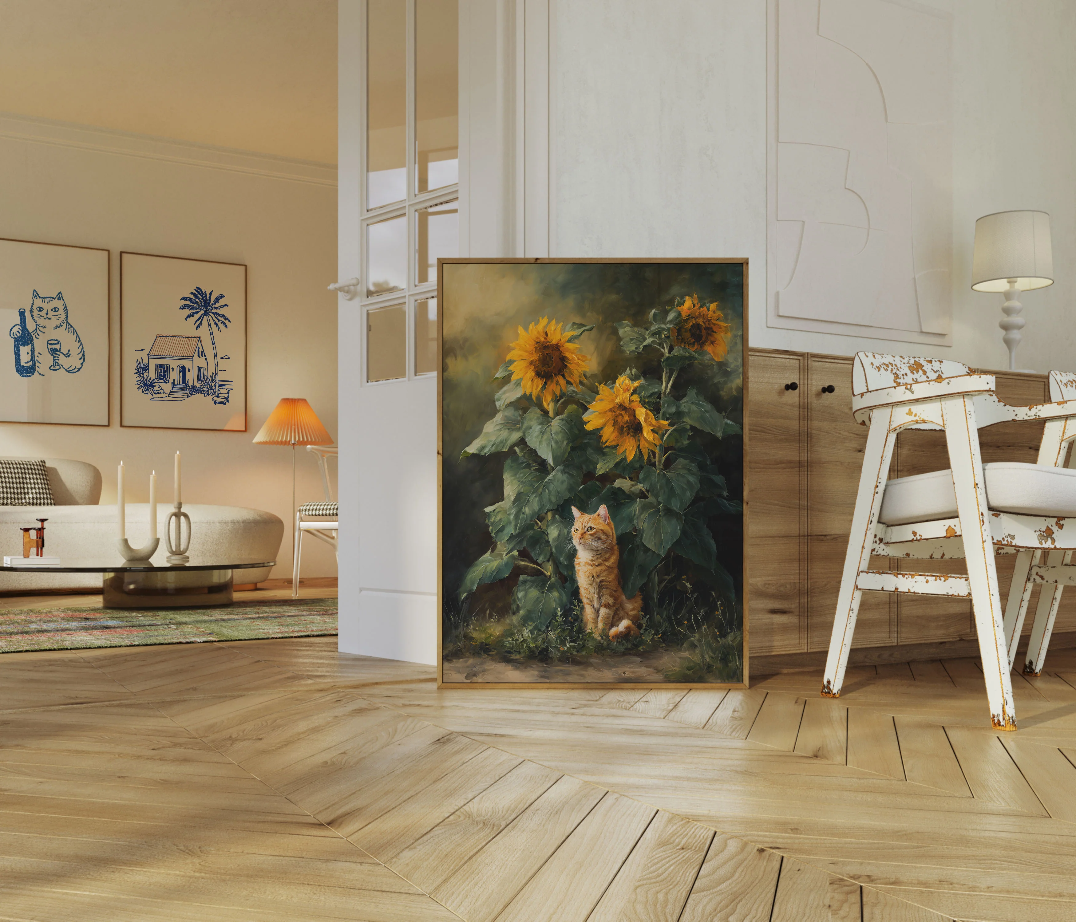 Cat and Sunflowers Poster - Image 5