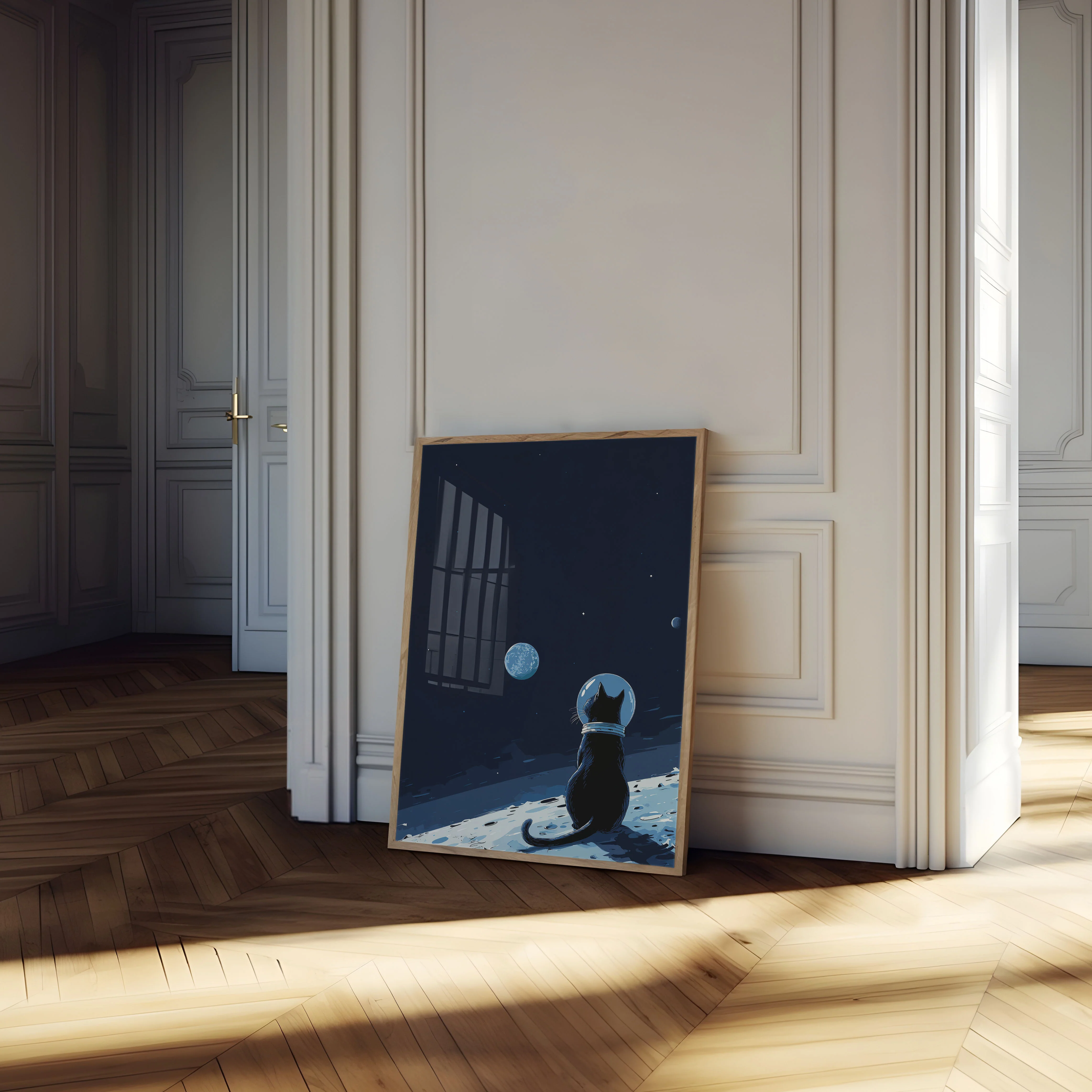 Cat Astronaut Gazing at Earth Poster - Image 4