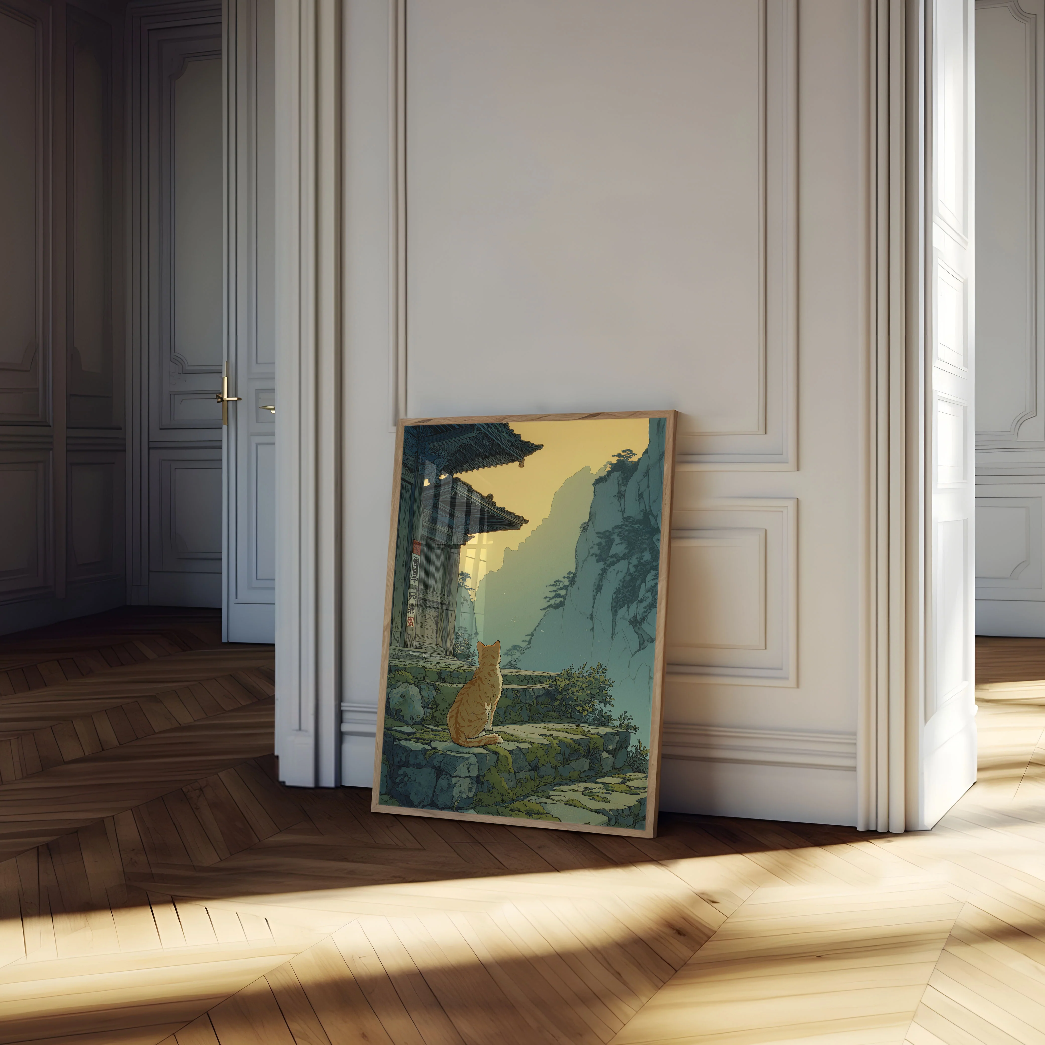 Cat at Mountain Temple Poster - Image 4