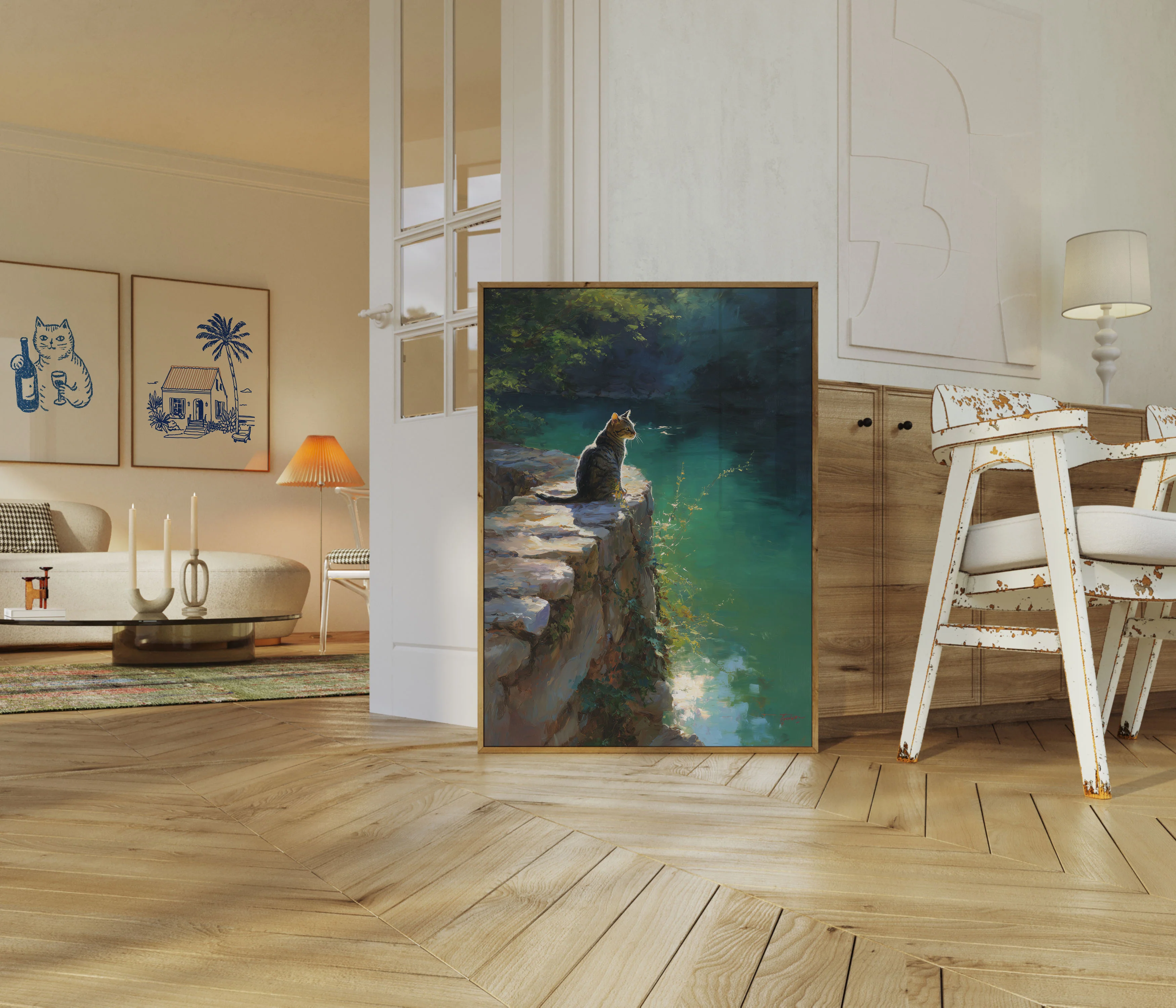 Cat by Emerald Lake Poster - Image 5