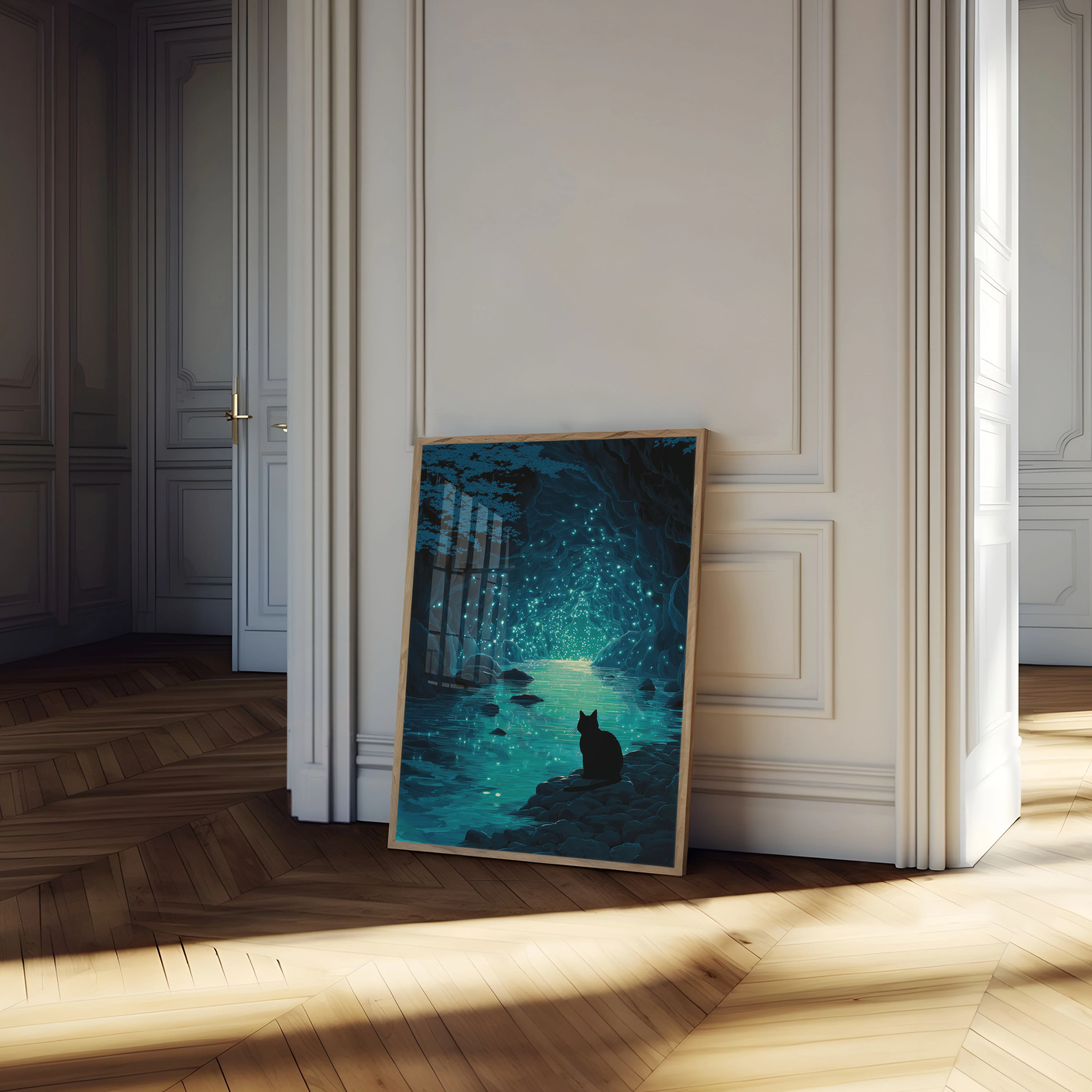 Cat by Glowing Cave Poster - Image 4