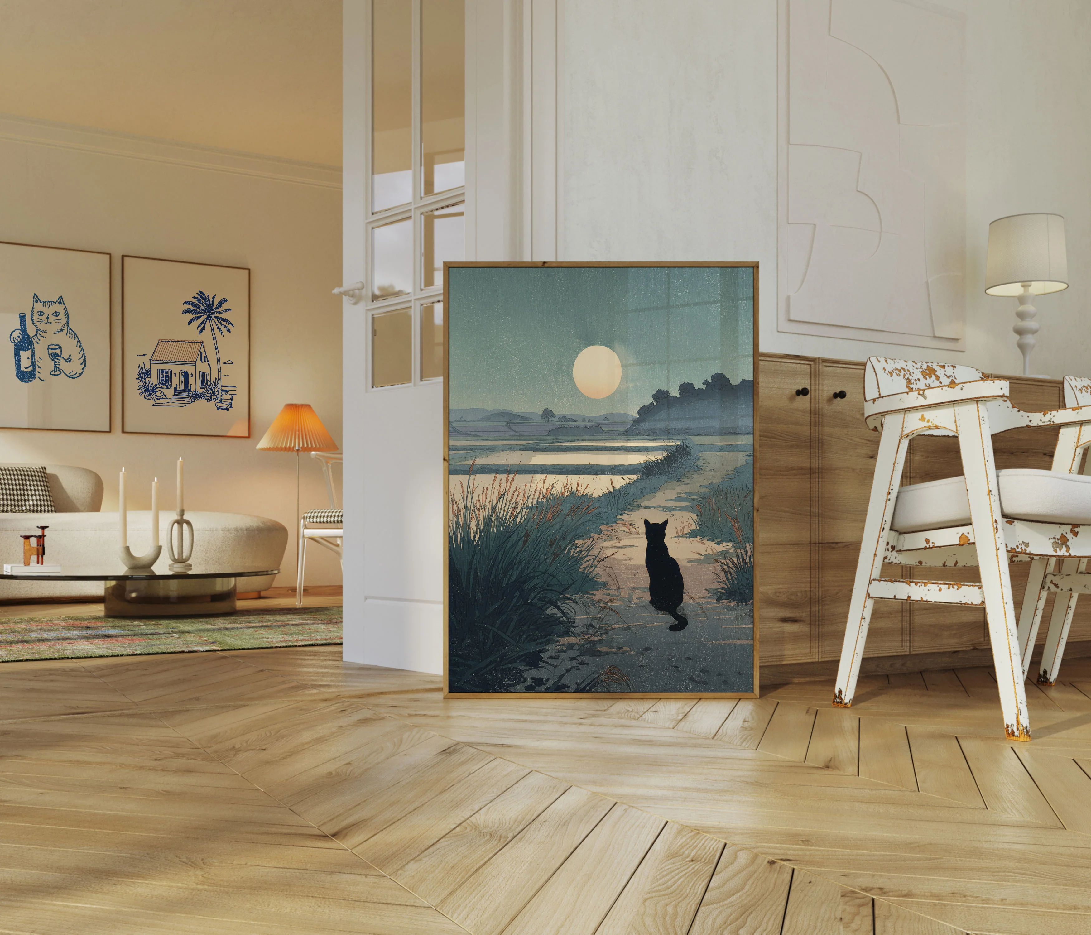 Cat by the Moonlit Marsh Poster - Image 5