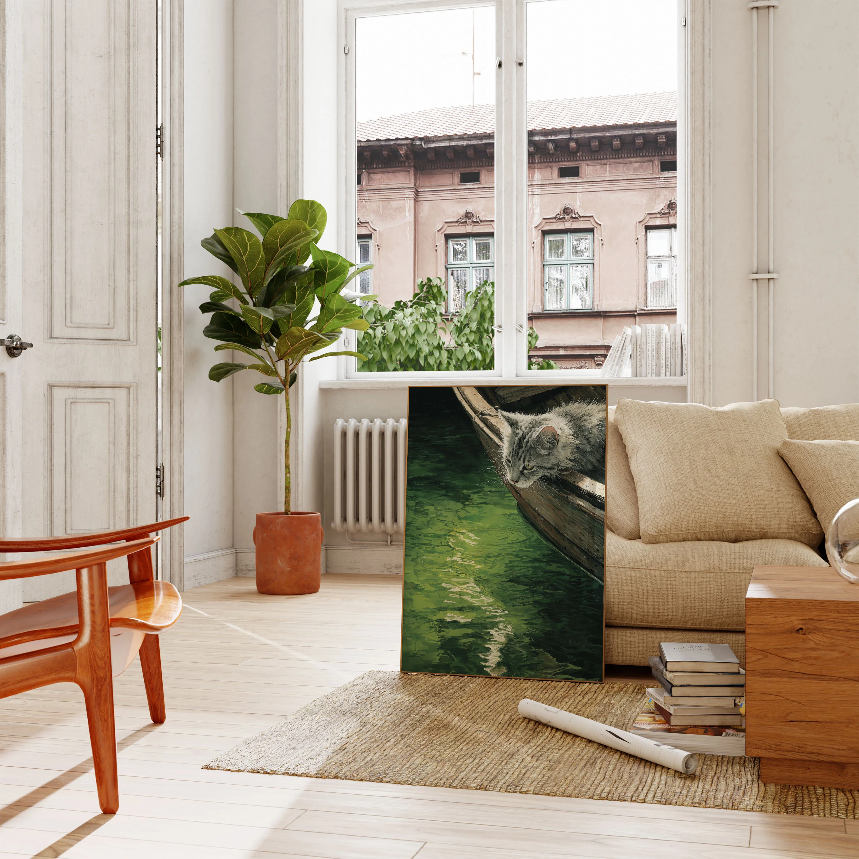 Cat by the Waterside Poster - Image 2