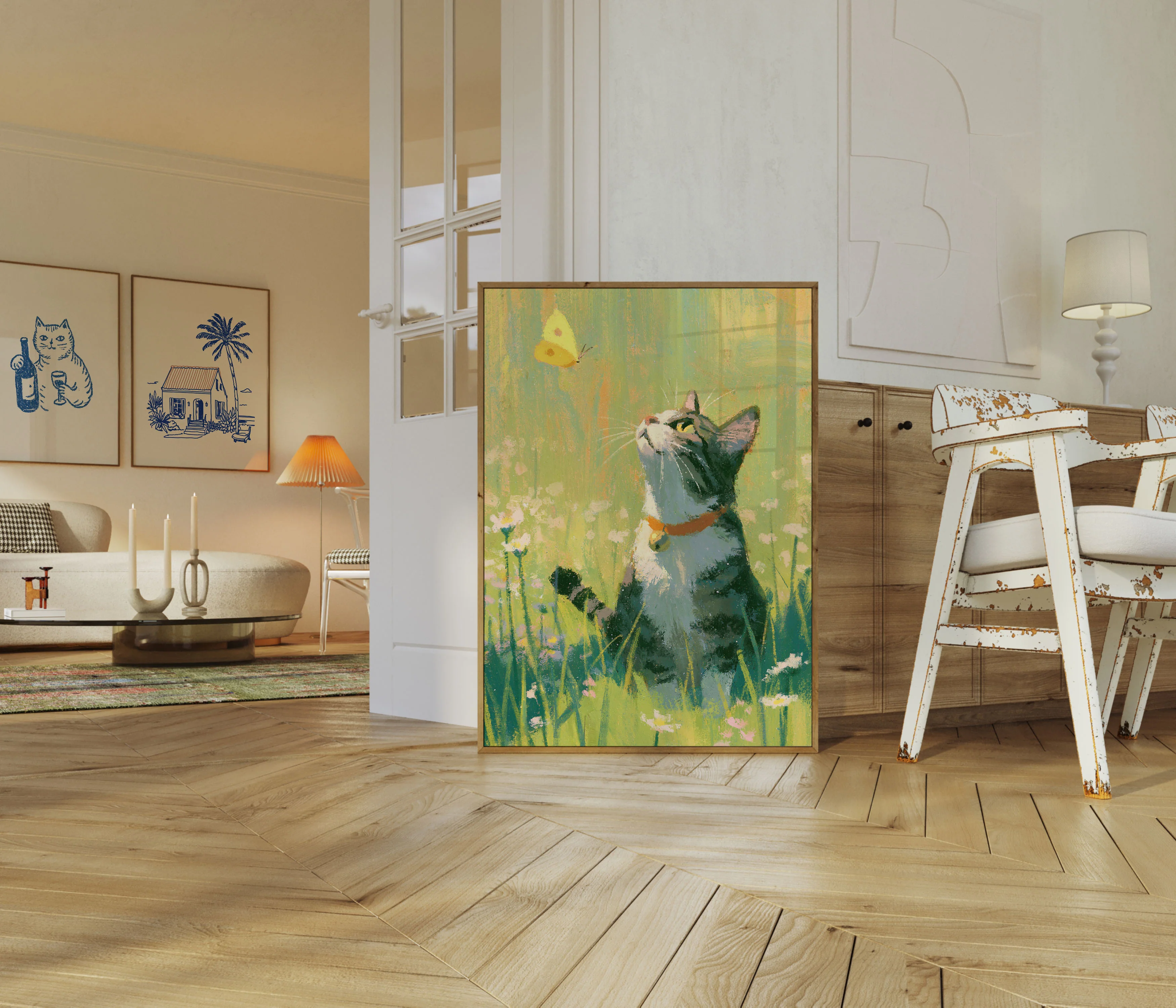 Cat Chasing Butterfly Poster - Image 5