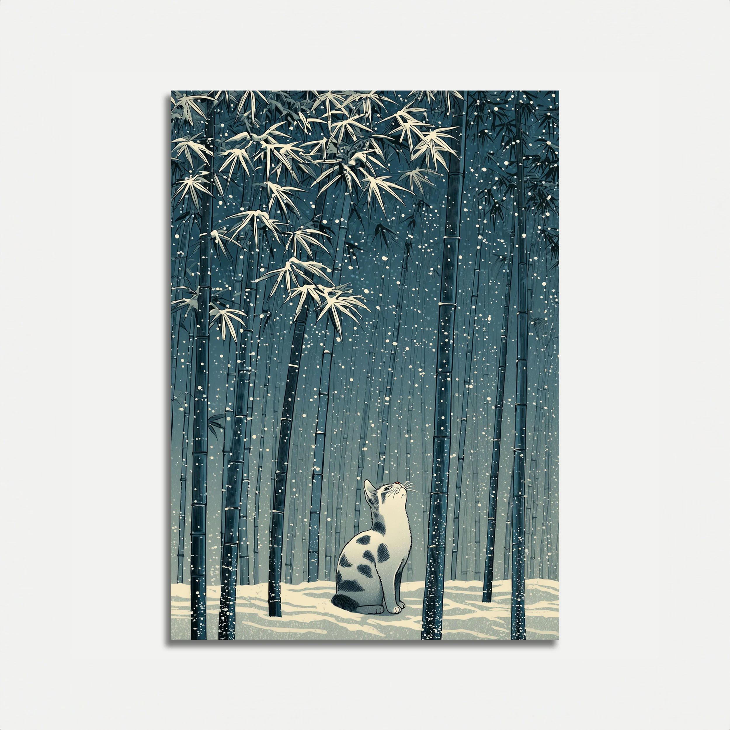 Cat Gazing at Bamboo Forest Poster