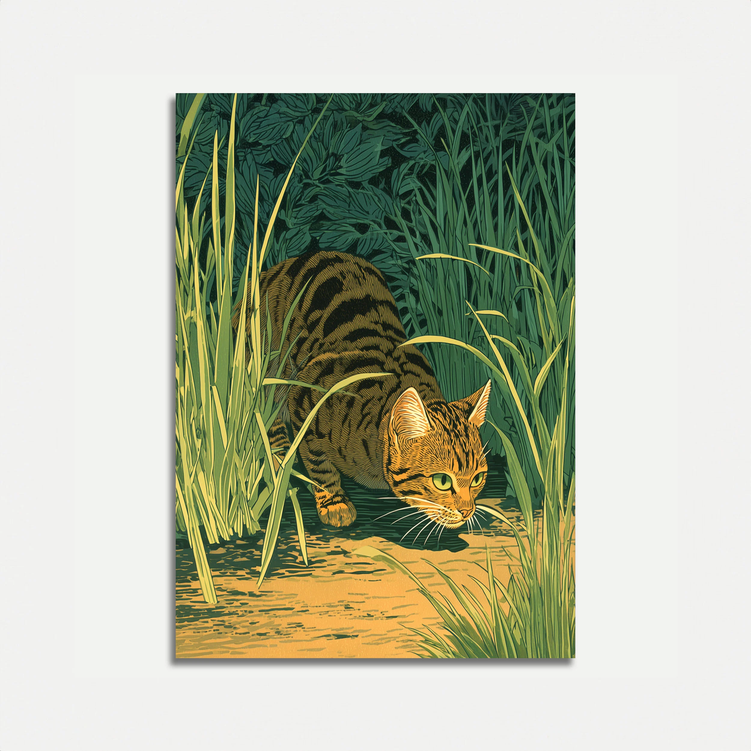 Cat Hunting in Marsh Poster