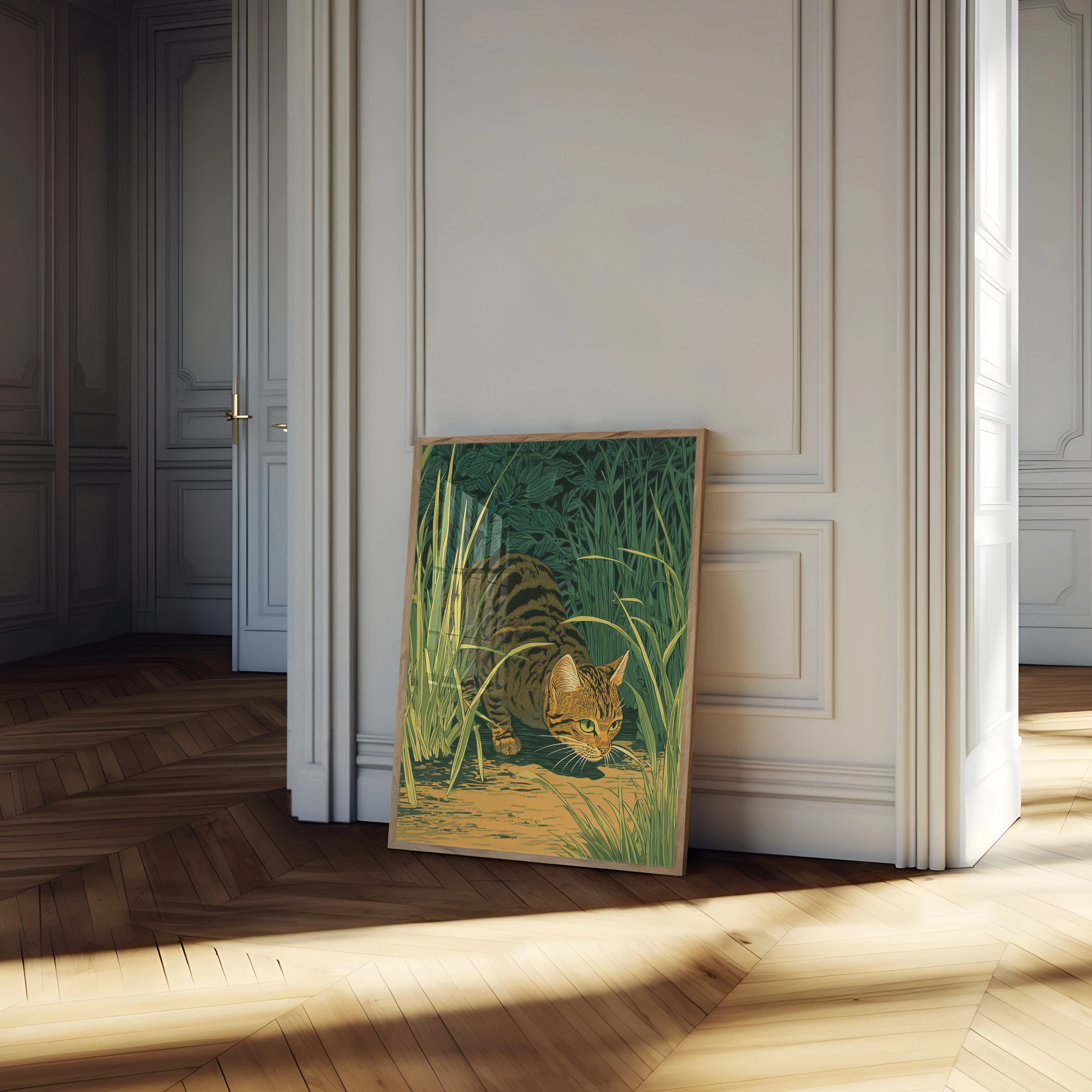 Cat Hunting in Marsh Poster - Image 4