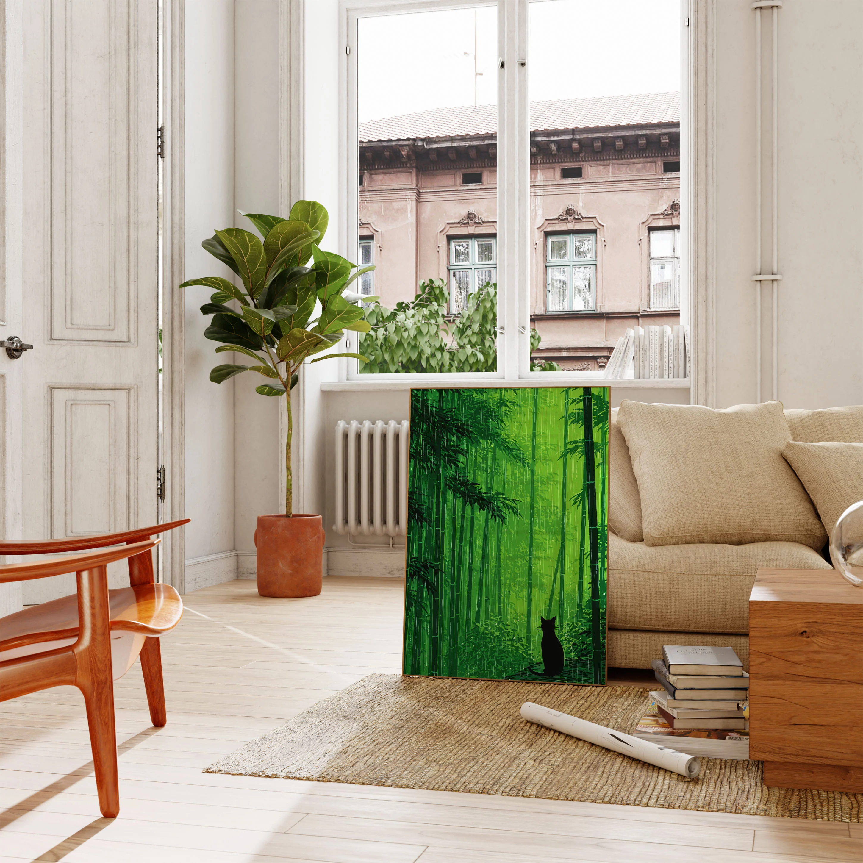 Cat in Bamboo Forest Poster - Image 2