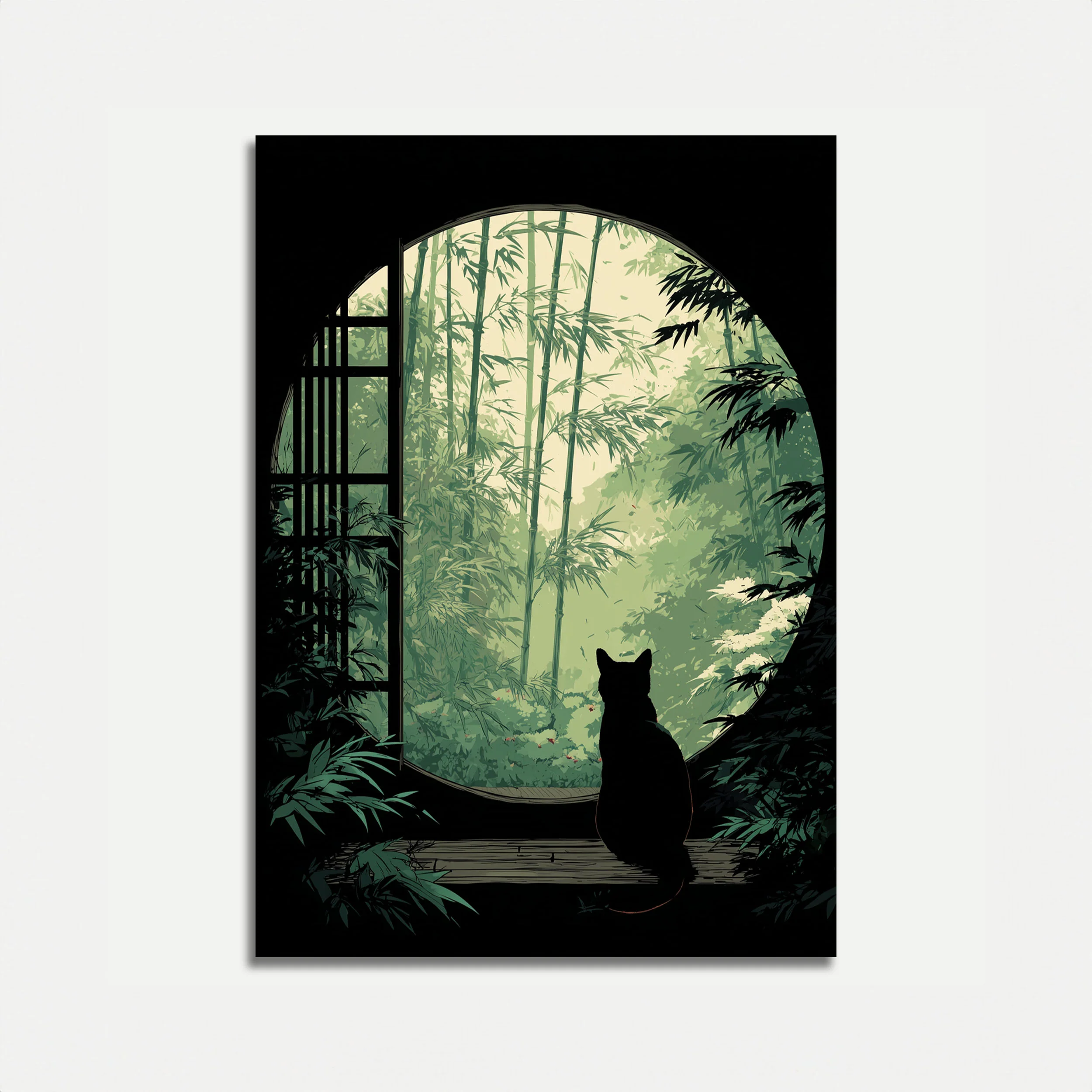 Cat in Bamboo Forest Poster