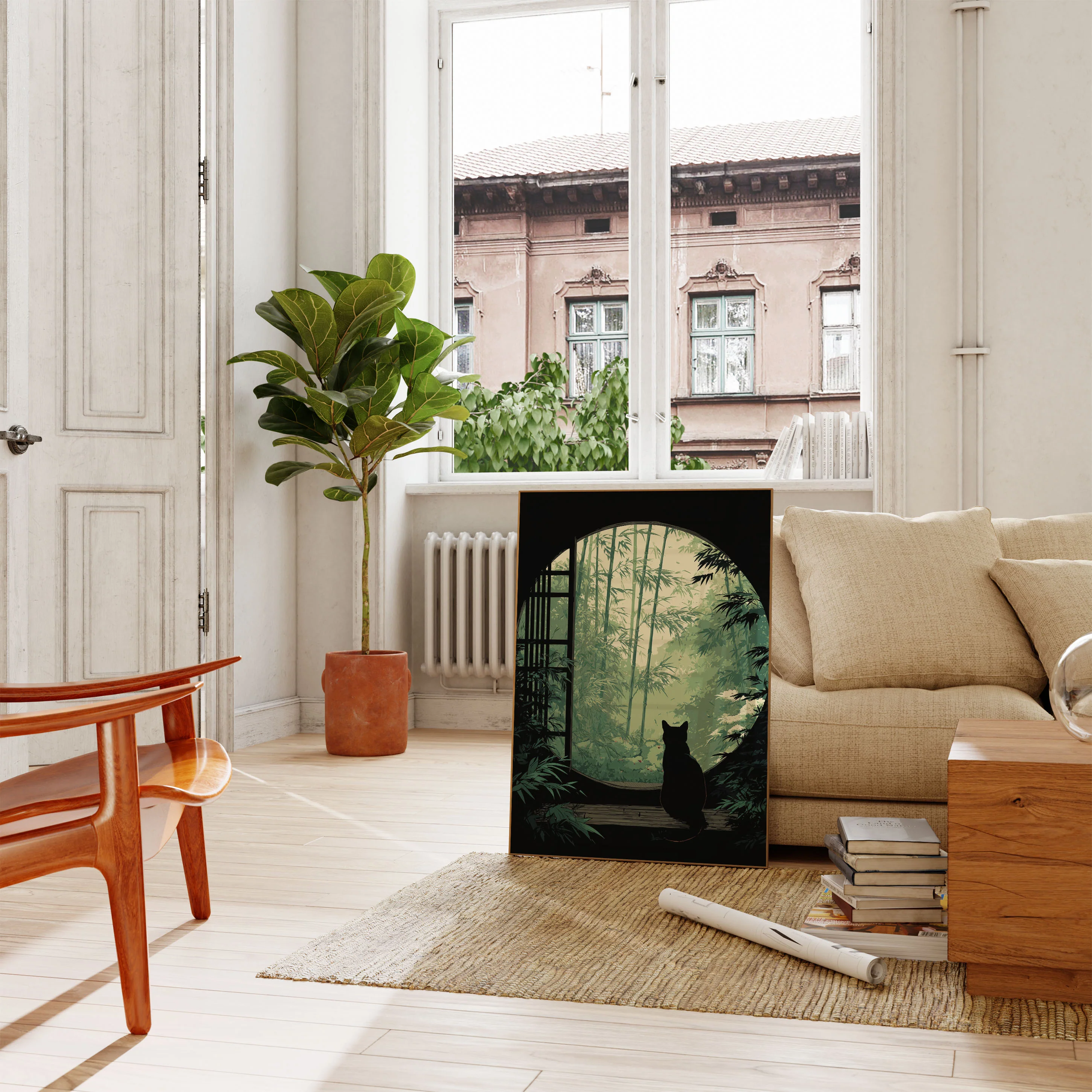 Cat in Bamboo Forest Poster - Image 2