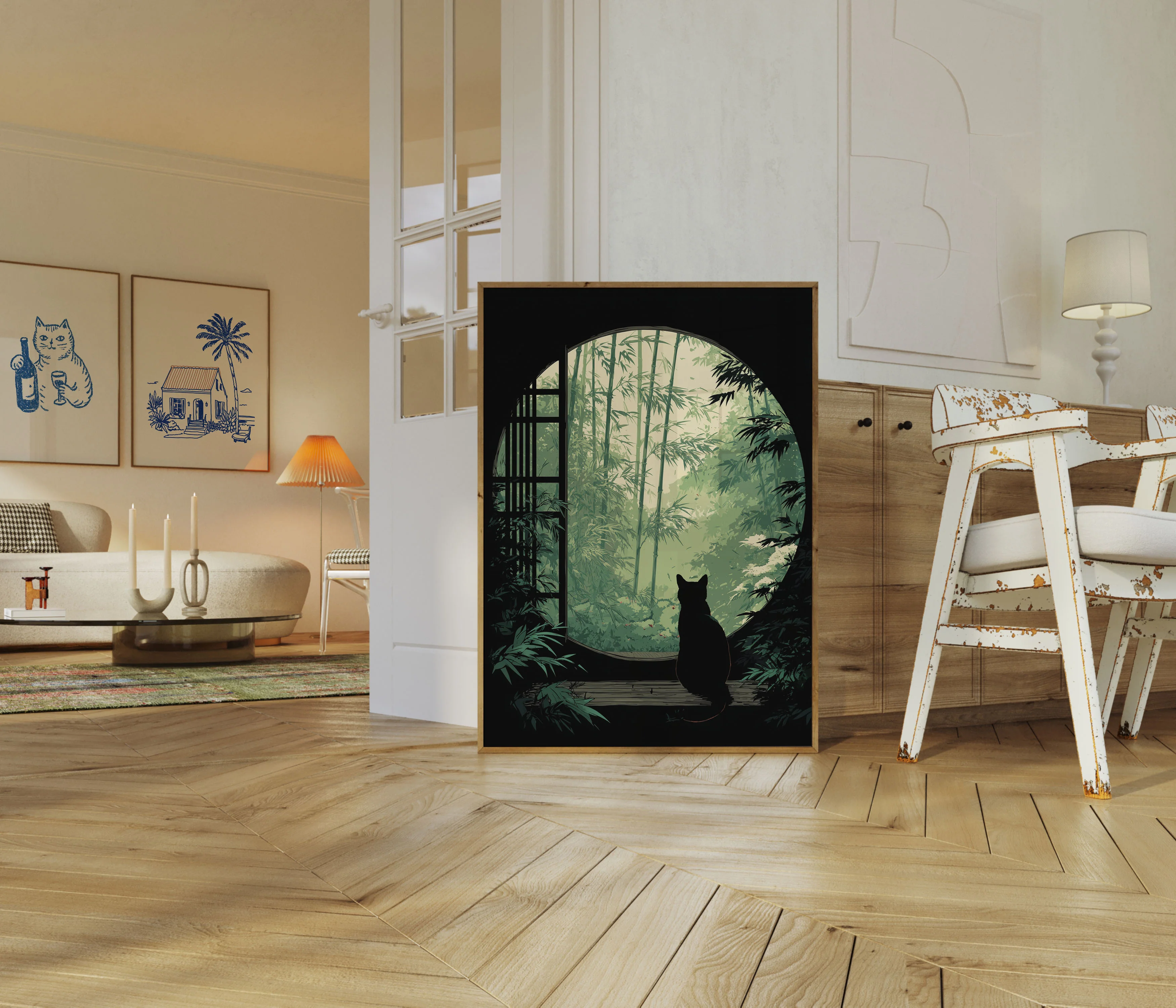 Cat in Bamboo Forest Poster - Image 5