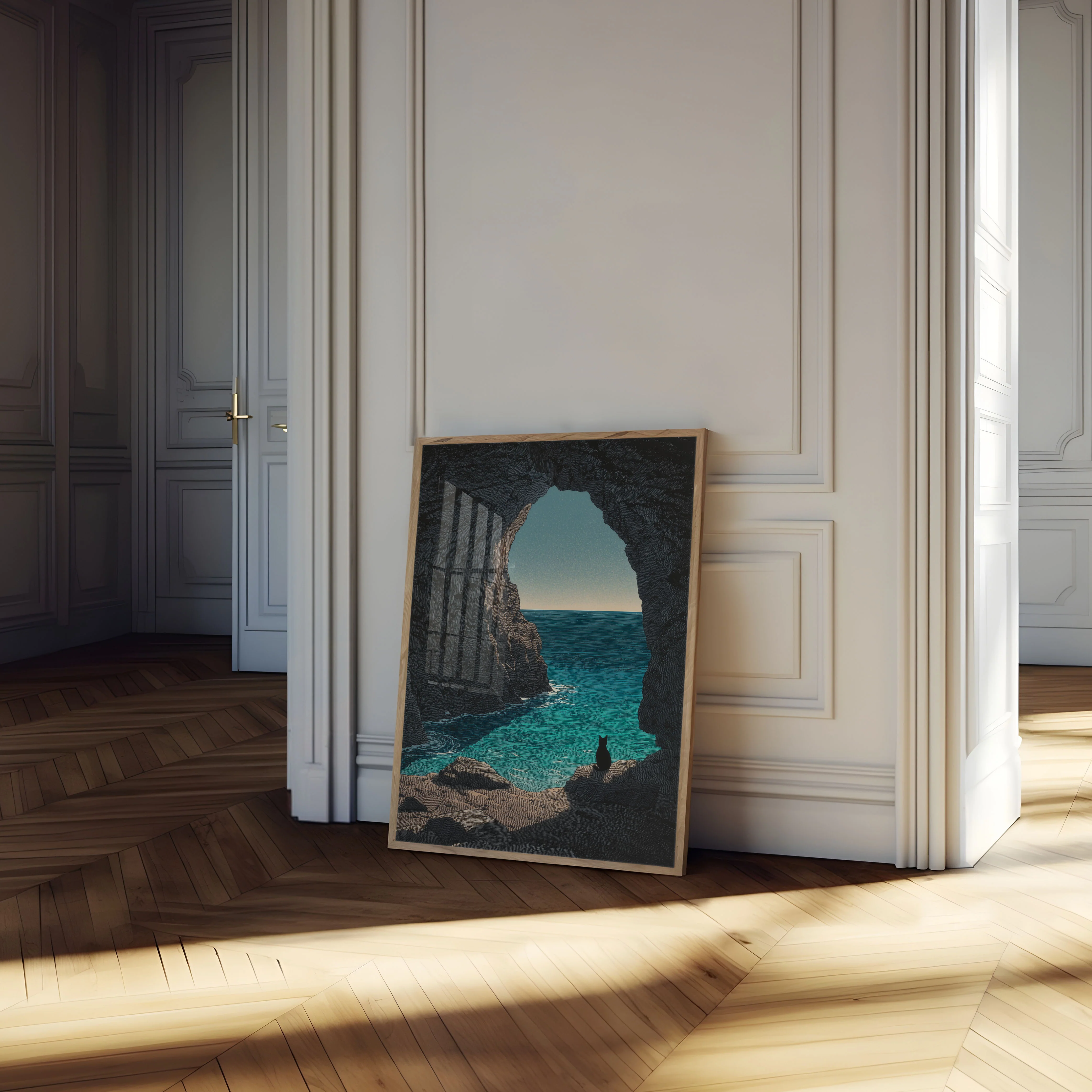 Cat in Coastal Cave Poster - Image 4