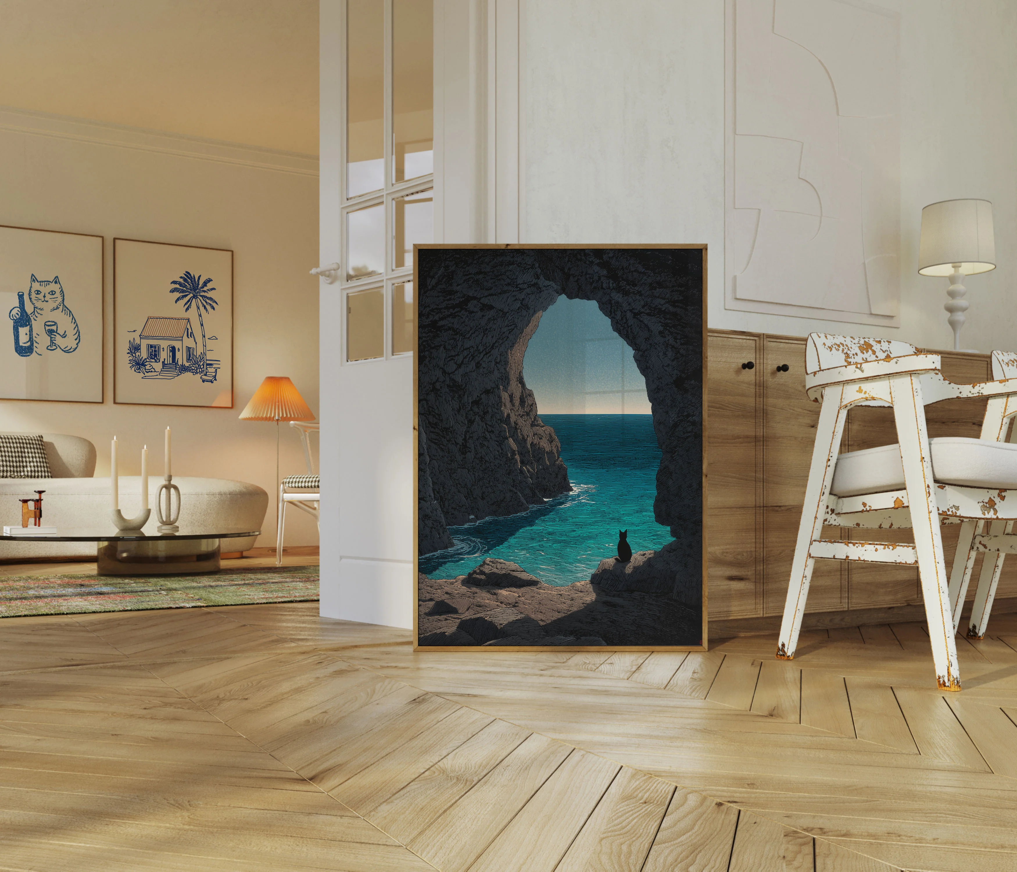 Cat in Coastal Cave Poster - Image 5