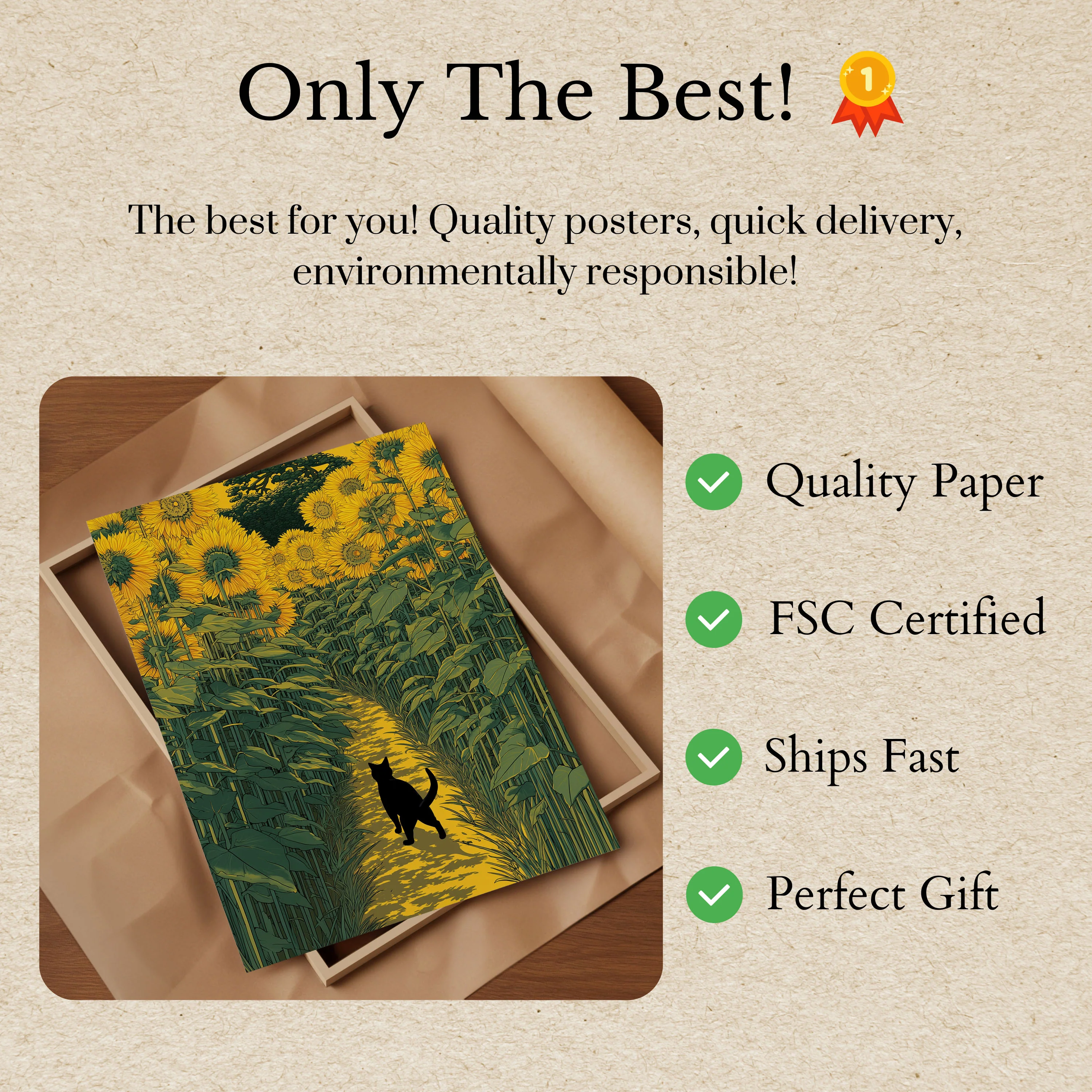 Cat in the Sunflower Field Poster - Image 3