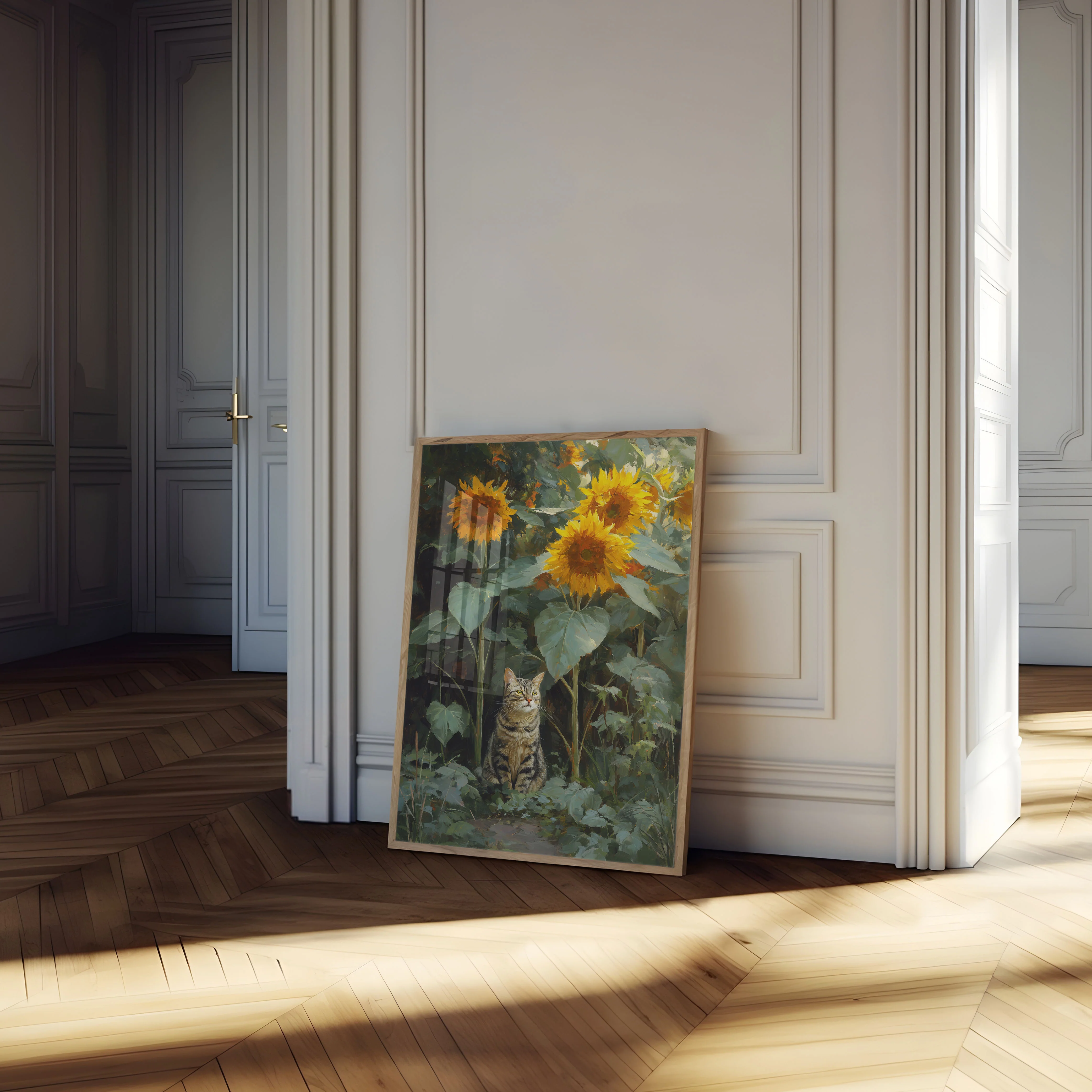 Cat in the Sunflower Garden Poster - Image 4