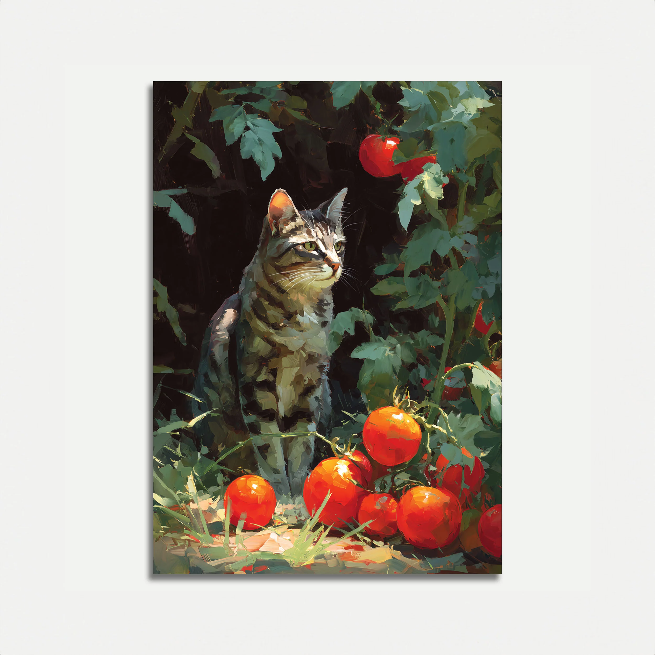 Cat in the Tomato Garden Poster