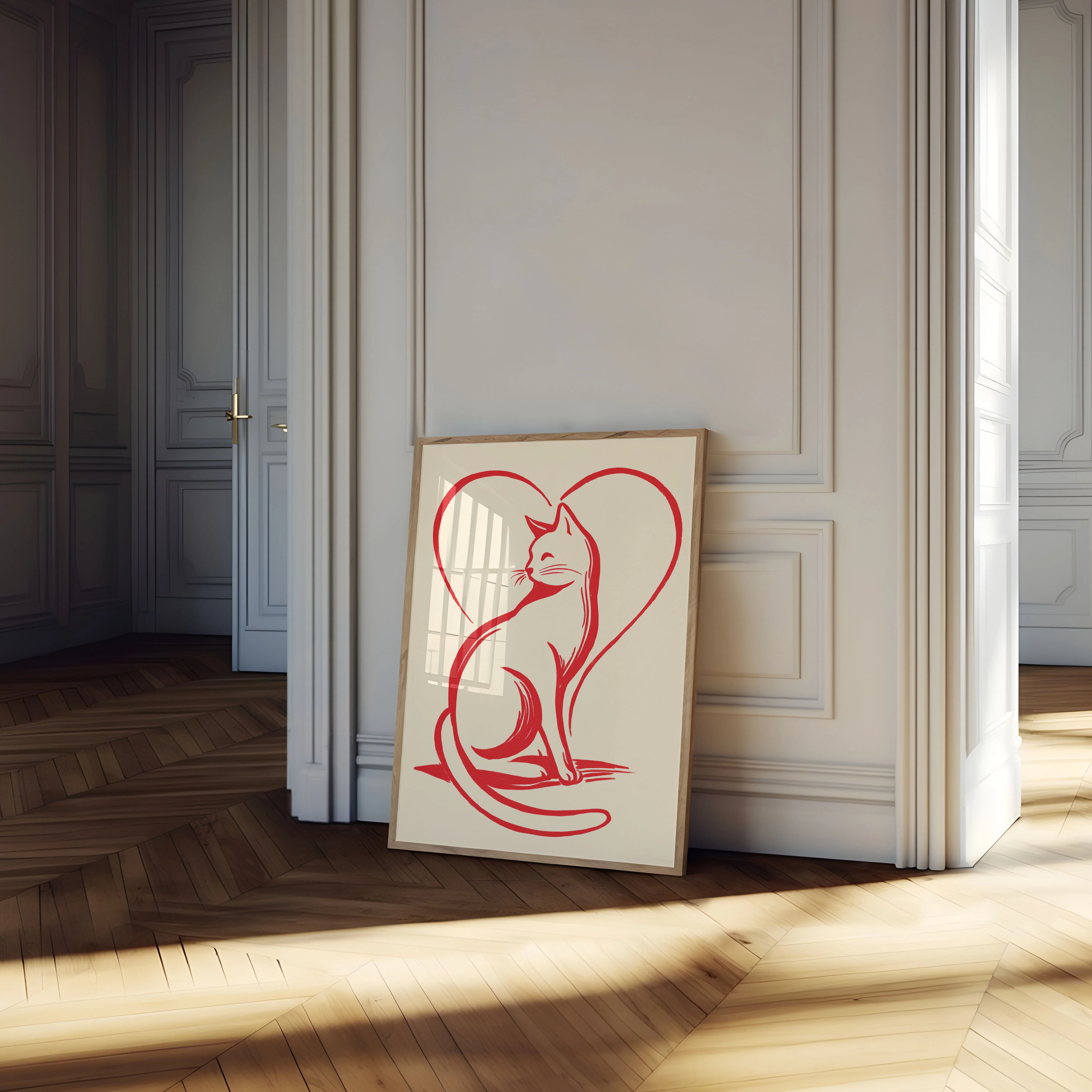 Cat Love Heart Line Poster - Image 4