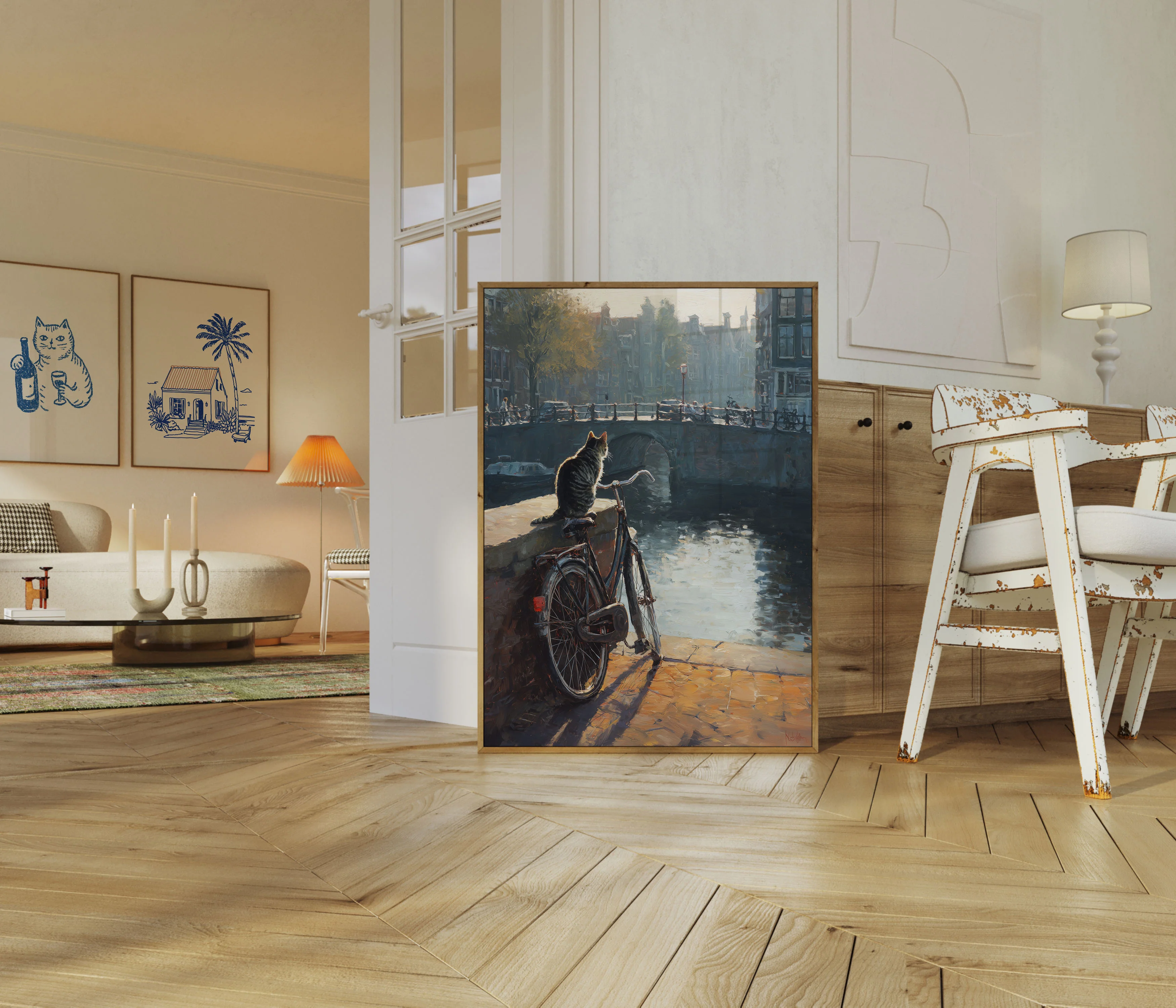 Cat on Amsterdam Bridge Poster - Image 5