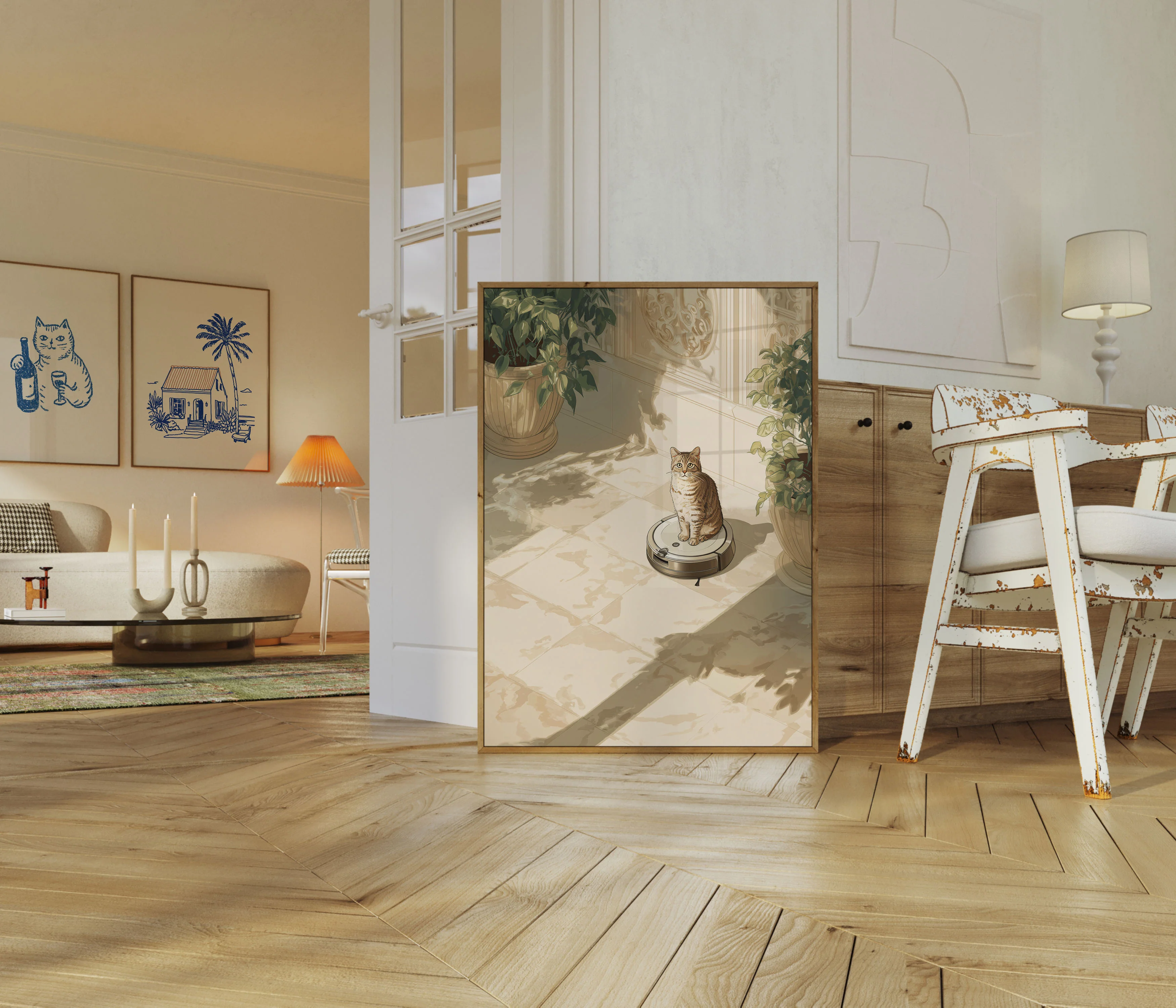 Cat on Robot Vacuum Poster - Image 5