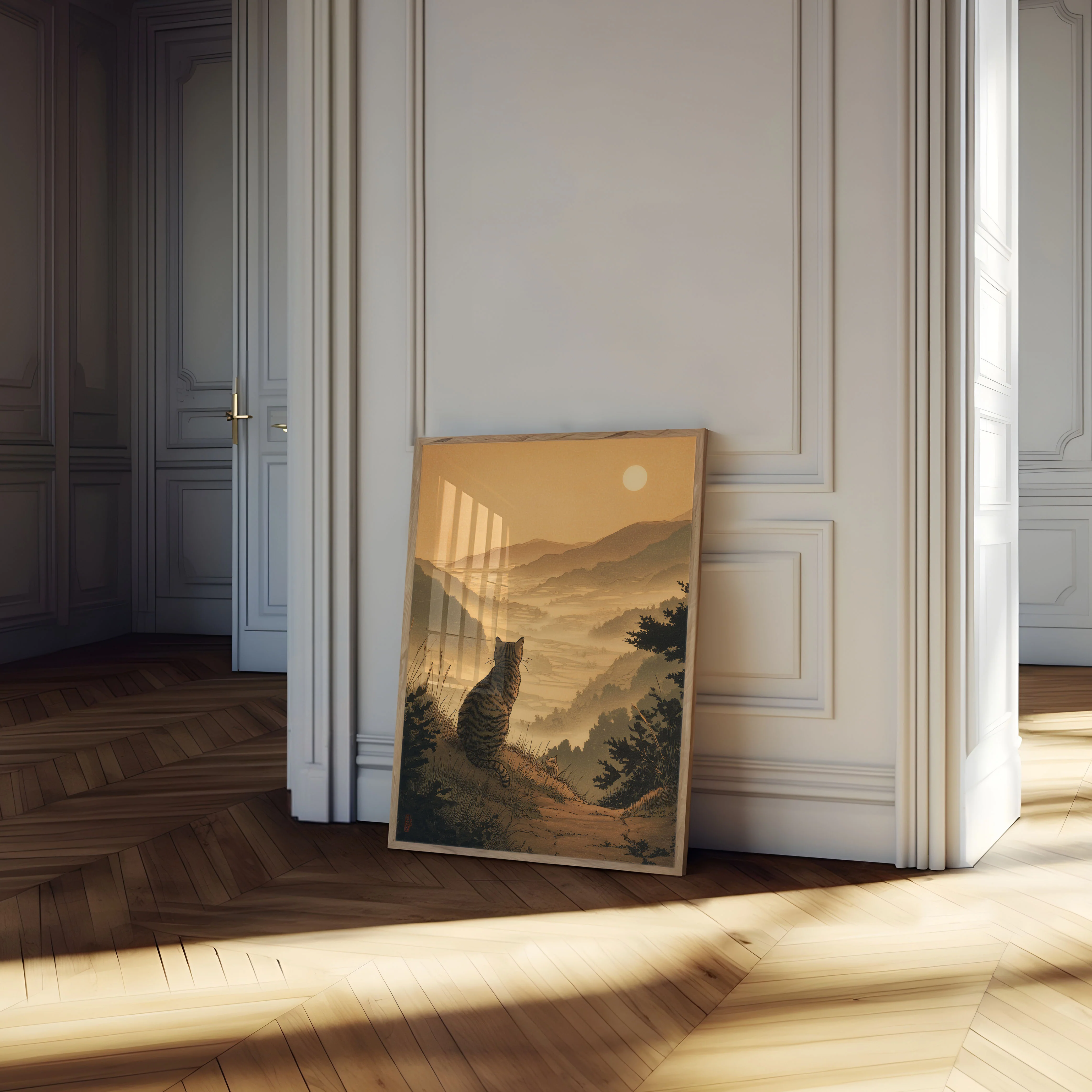 Cat Overlooking Misty Mountain Valley Poster - Image 4